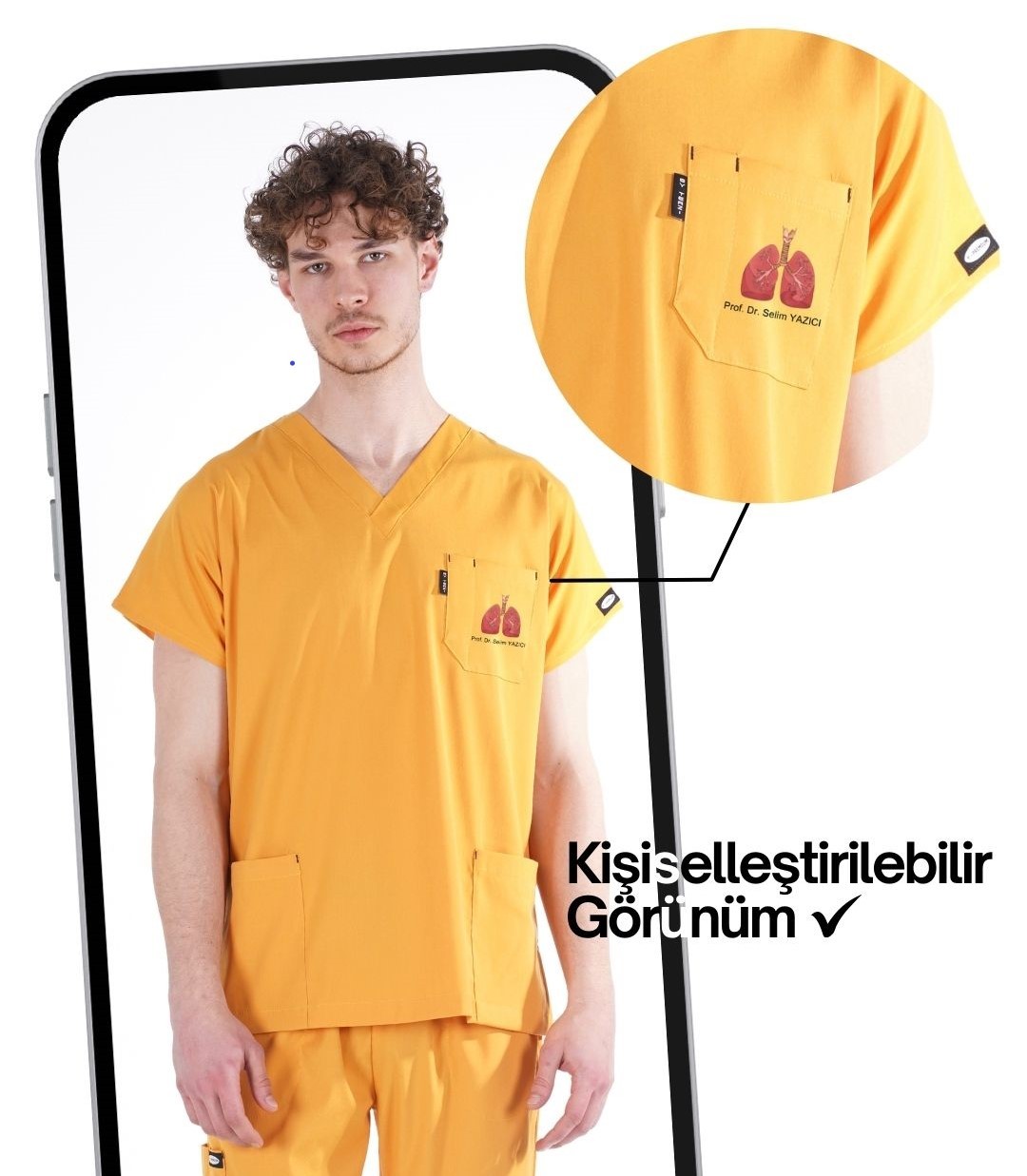 Erkek Y-PREMIUM Turkuaz (Takım) Likralı Scrubs