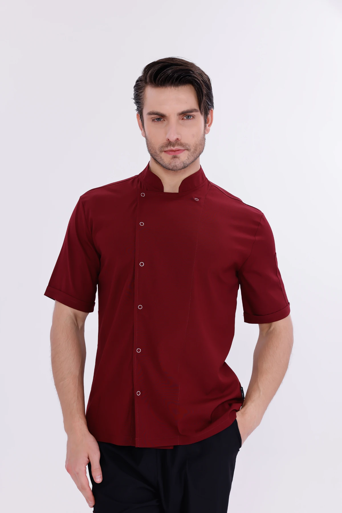 Erkek Apollon Bordo (Şef-Ceketi & Kısa-Kol) Likralı