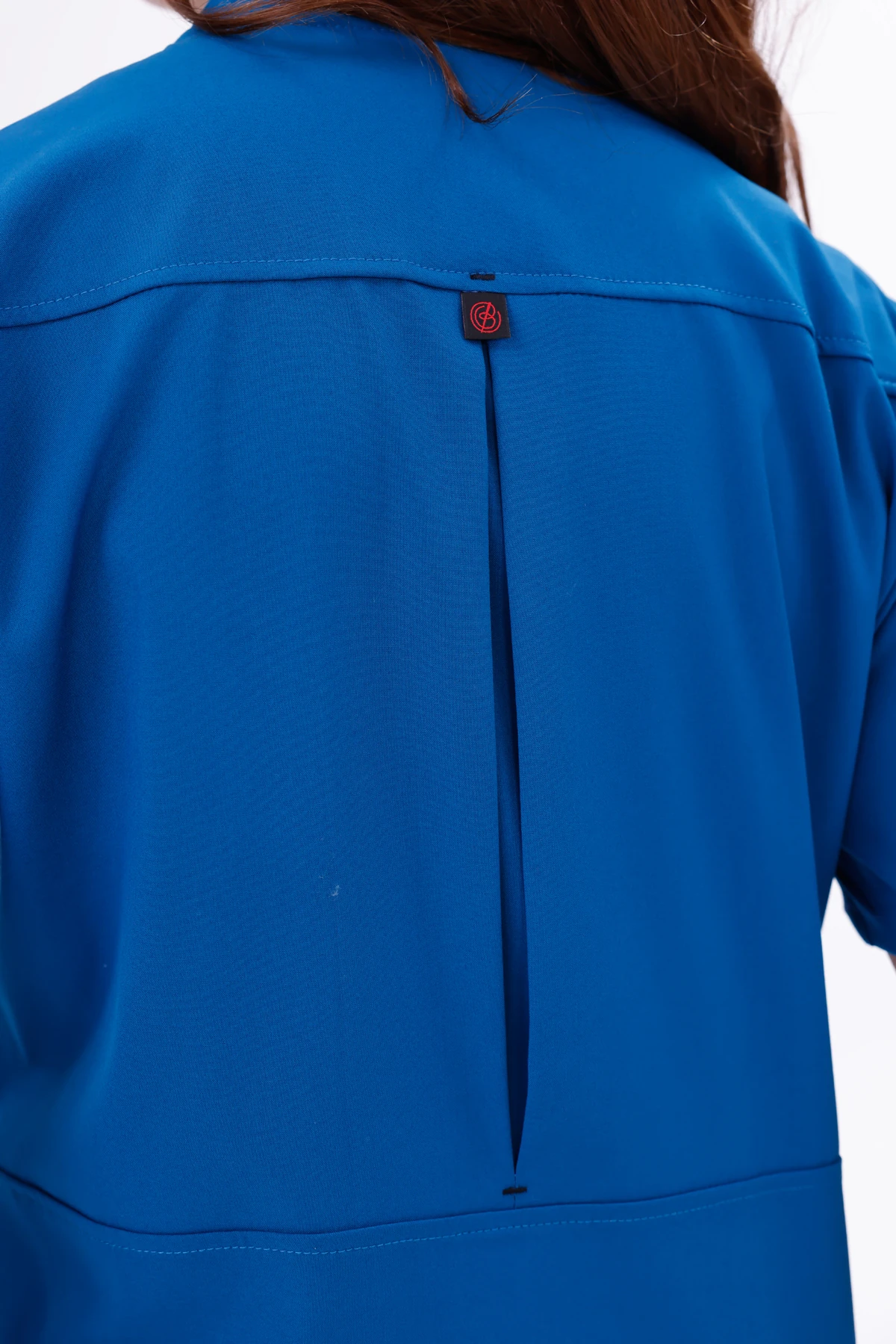 Kadın Apollon Petrol Mavi (Şef-Ceketi & Kısa-Kol) Likralı