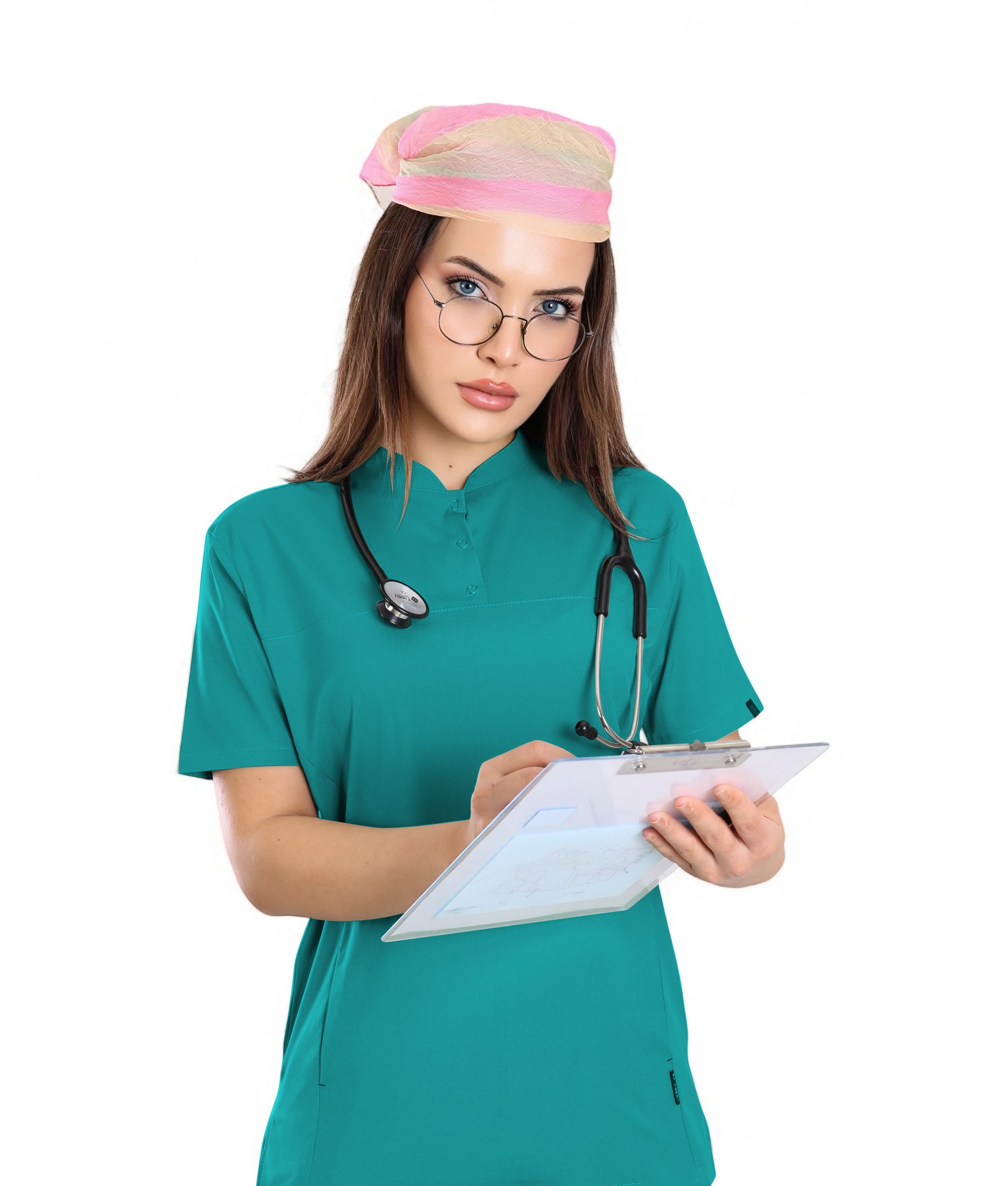 Kadın KYBELE Cerrahi Yeşil (Tek-Üst) Likralı Scrubs