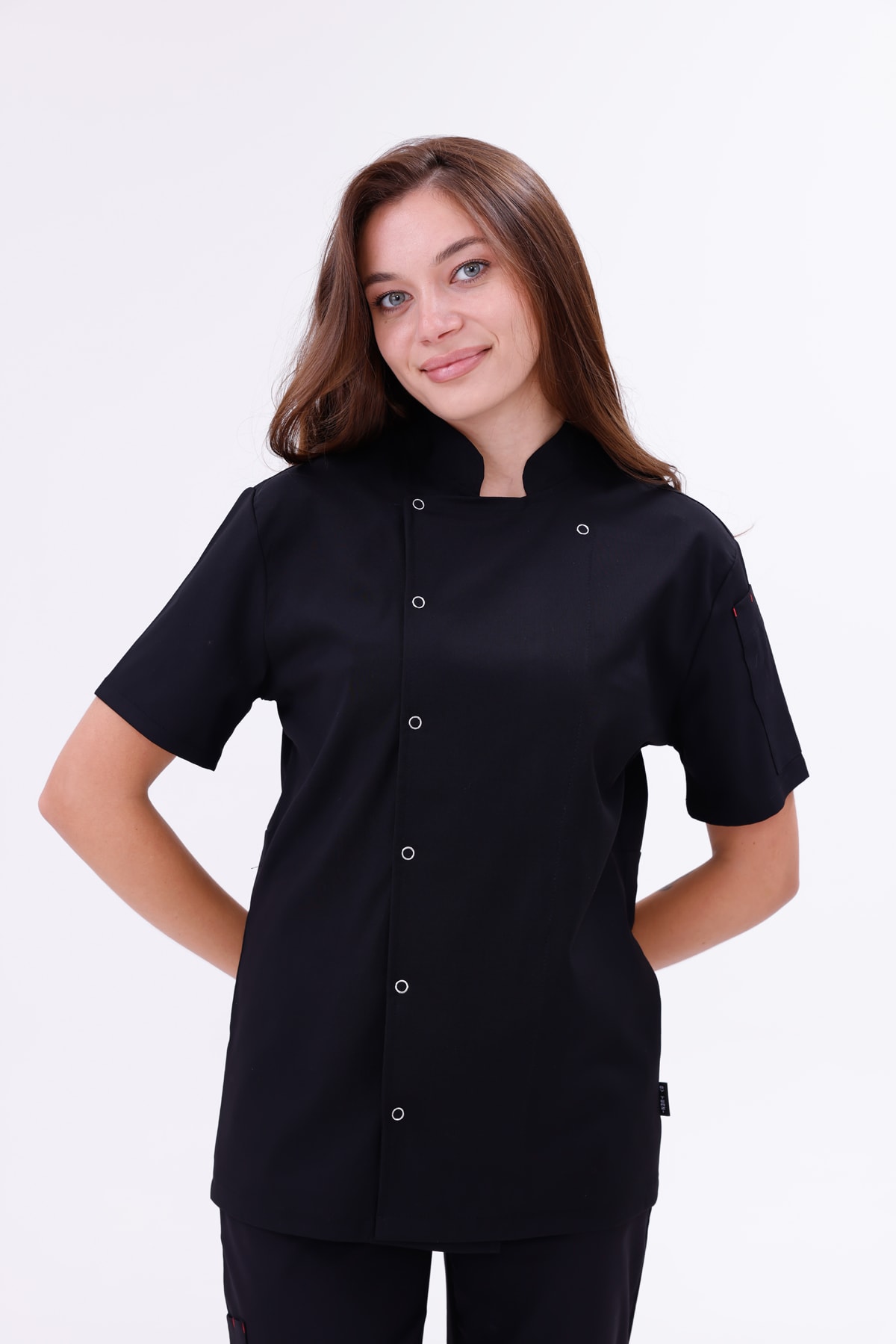 Kadın Apollon Siyah (Şef-Ceketi & Kısa-Kol) Likralı