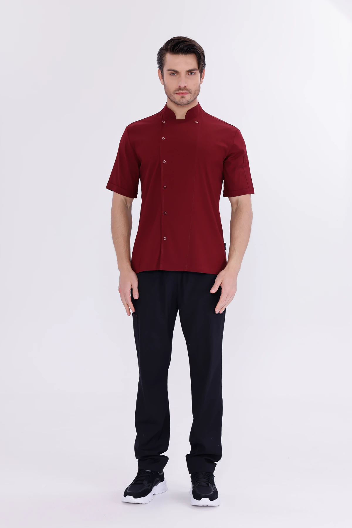 Erkek Apollon Bordo (Şef-Ceketi & Kısa-Kol) Likralı