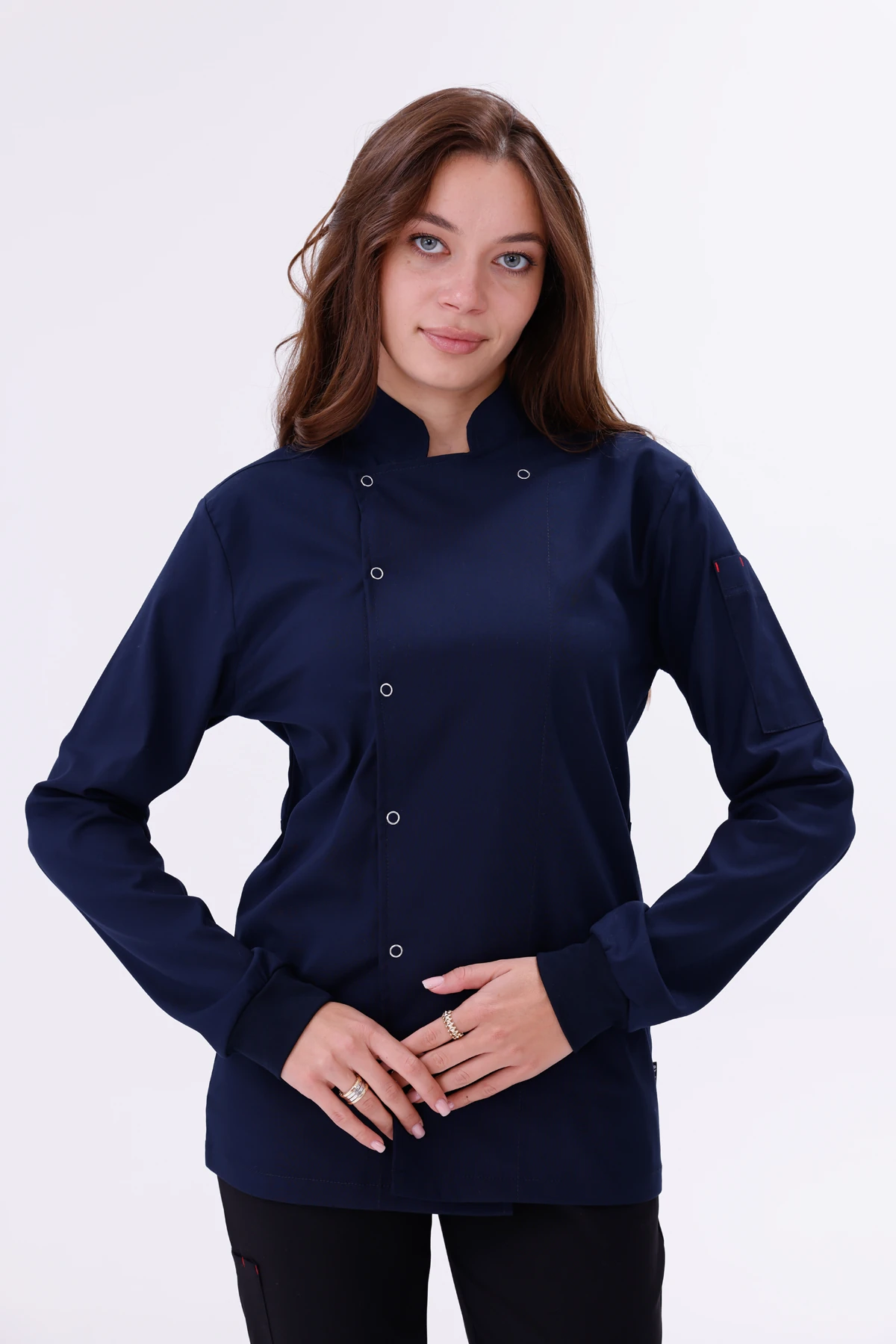 Kadın Apollon Lacivert (Şef-Ceketi & Uzun-Kol) Likralı