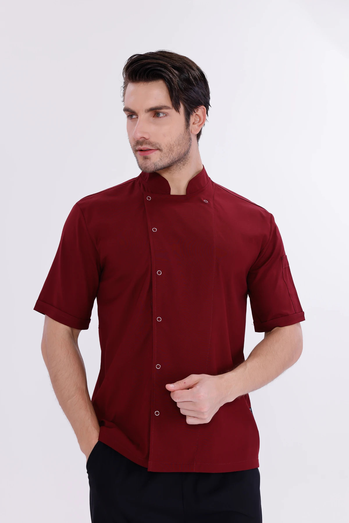 Erkek Apollon Bordo (Şef-Ceketi & Kısa-Kol) Likralı