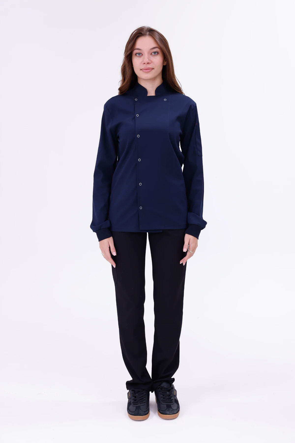 Kadın Apollon Lacivert (Şef-Ceketi & Uzun-Kol) Likralı