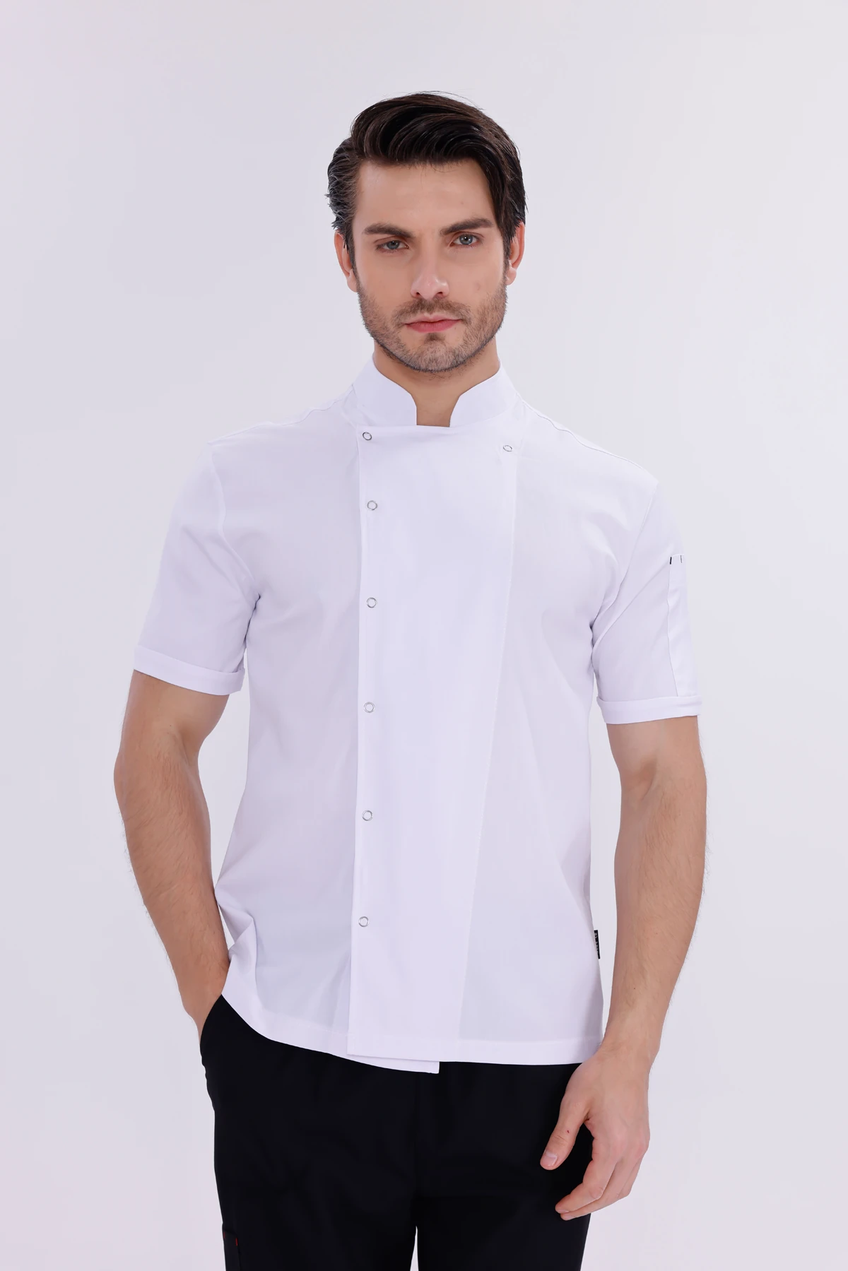 Erkek Apollon Beyaz (Şef-Ceketi & Kısa-Kol) Likralı