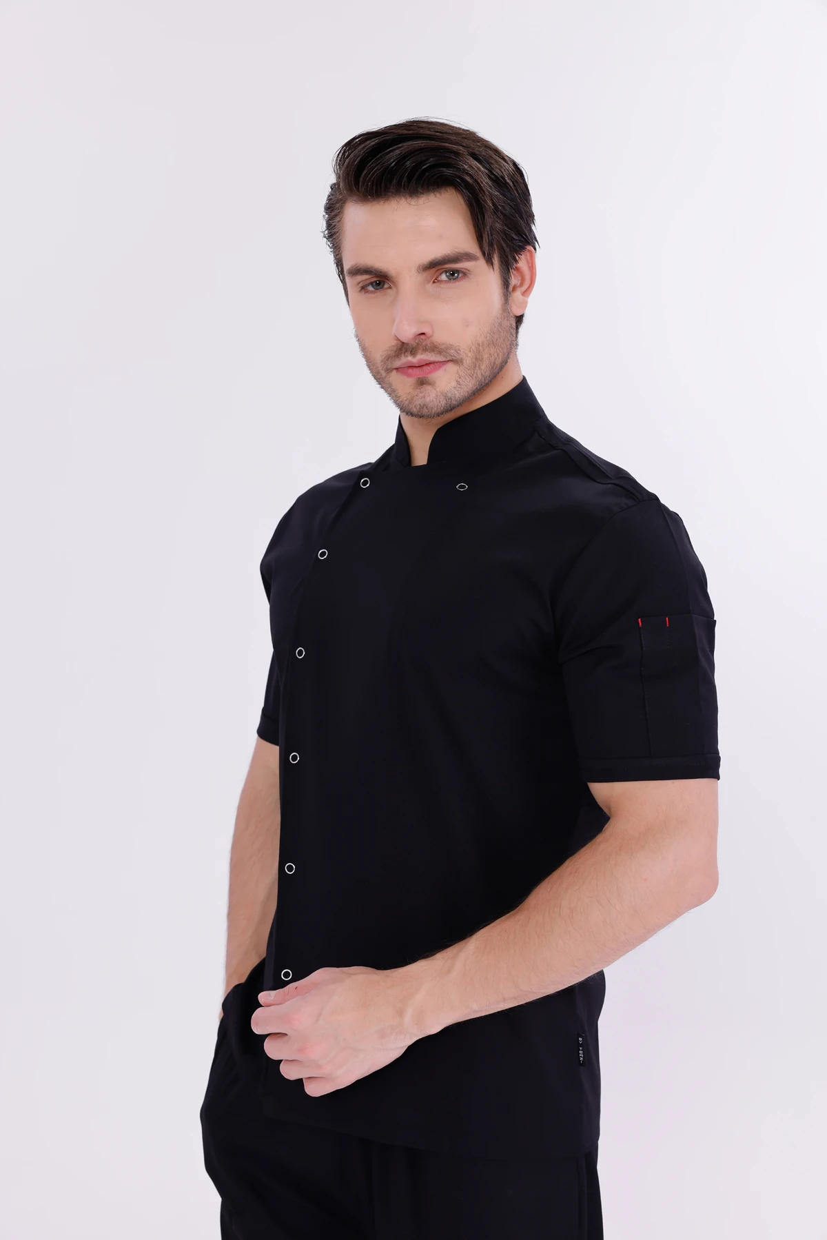 Erkek Apollon Siyah (Şef-Ceketi & Kısa-Kol) Likralı