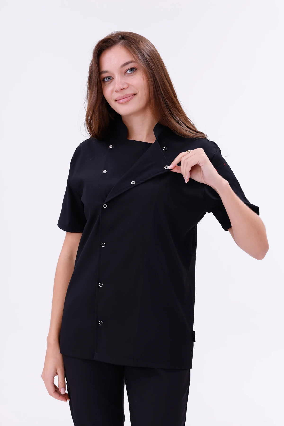 Kadın Apollon Siyah (Şef-Ceketi & Kısa-Kol) Likralı