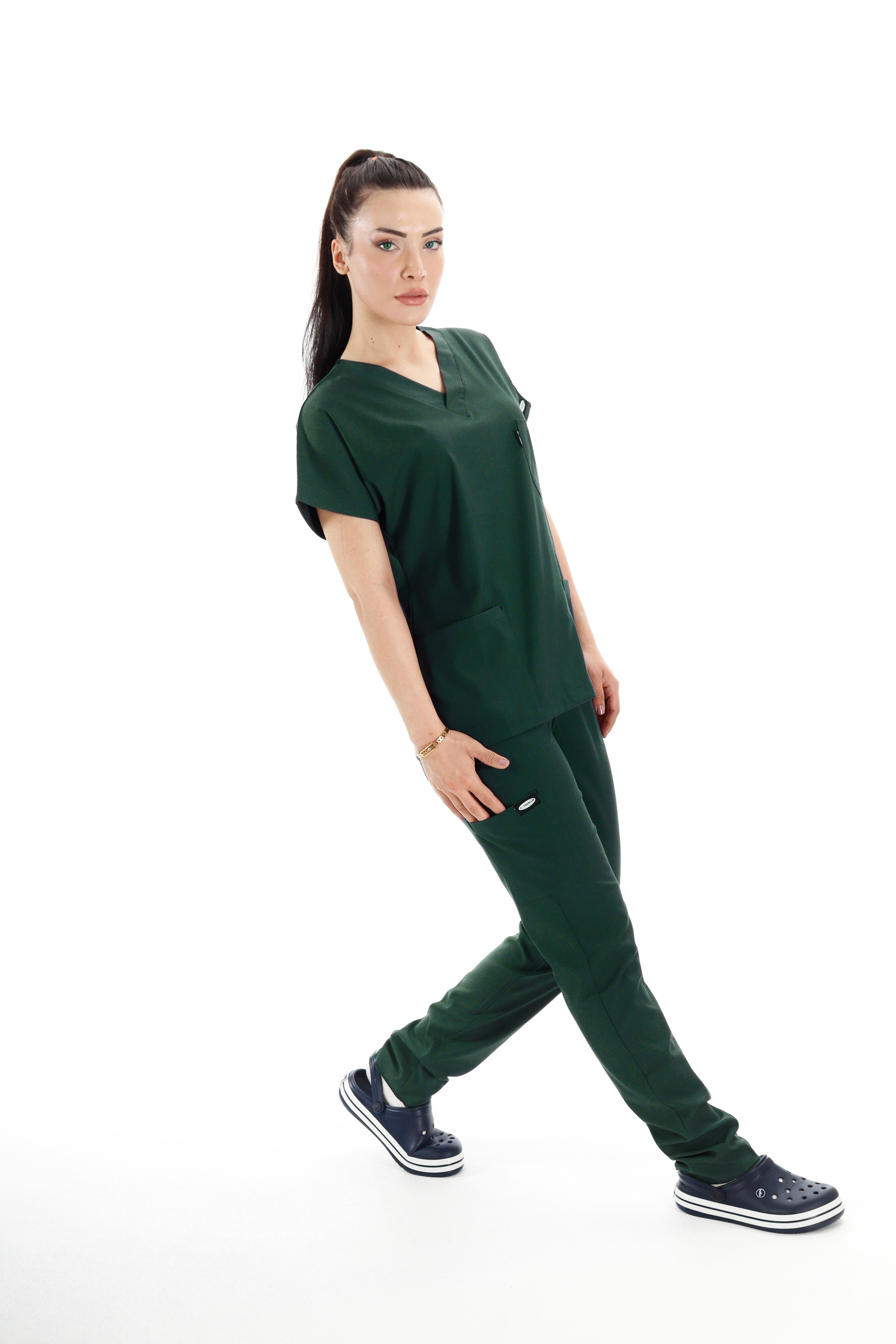 Kadın Y-PRIME Ördek Yeşil (Takım) Likralı Scrubs
