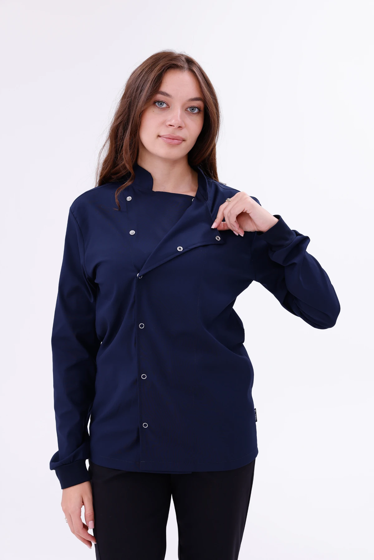 Kadın Apollon Lacivert (Şef-Ceketi & Uzun-Kol) Likralı