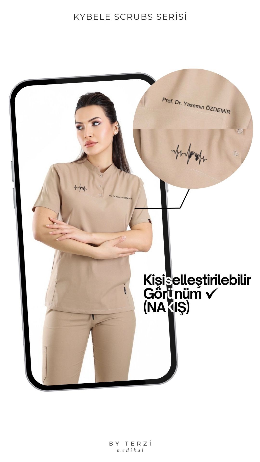 Kadın KYBELE Petrol Mavi (Tek-Üst) Likralı Scrubs