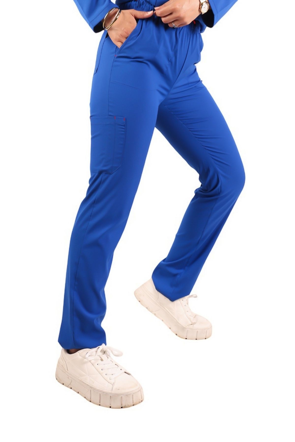 Kadın ANEMON Saks Mavi (Takım) Likralı Scrubs