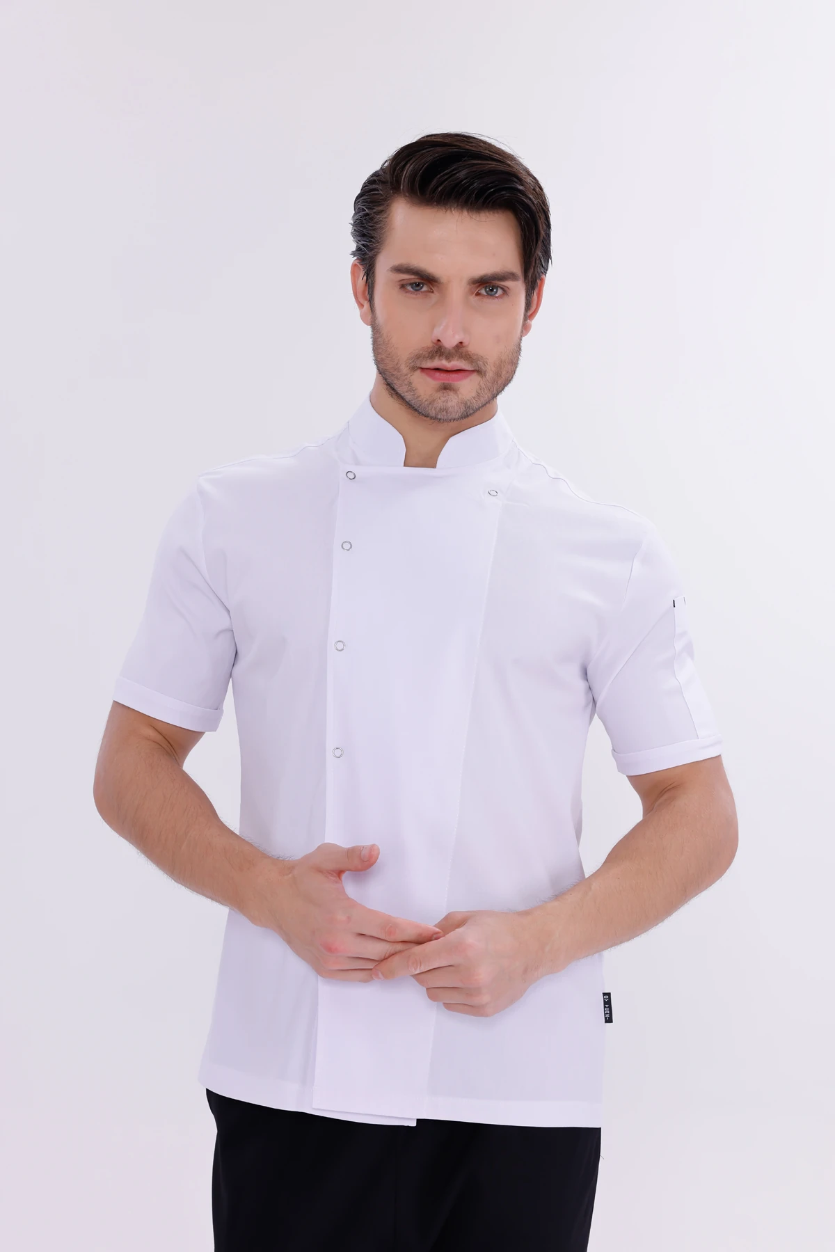 Erkek Apollon Beyaz (Şef-Ceketi & Kısa-Kol) Likralı