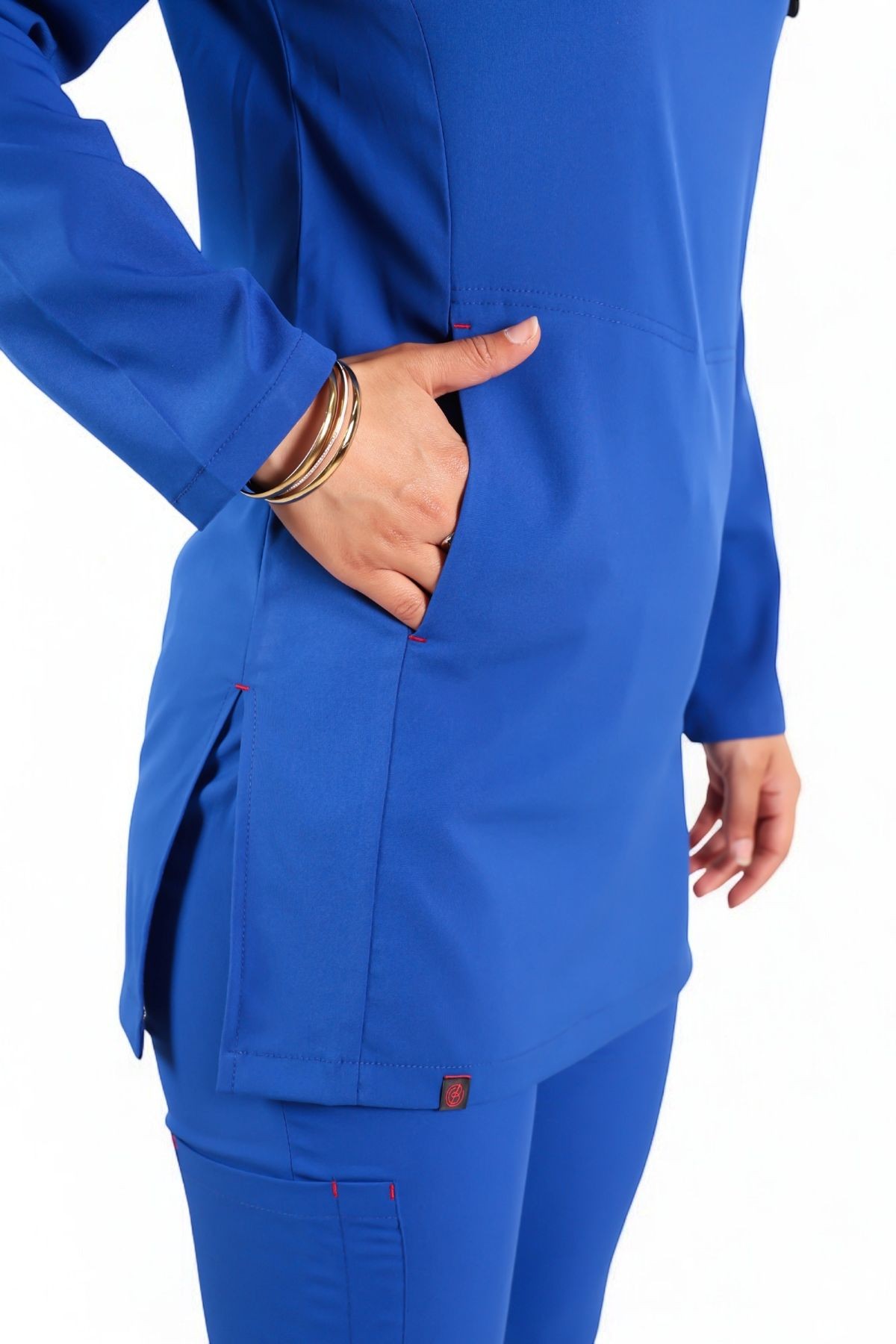 Kadın ANEMON Saks Mavi (Takım) Likralı Scrubs