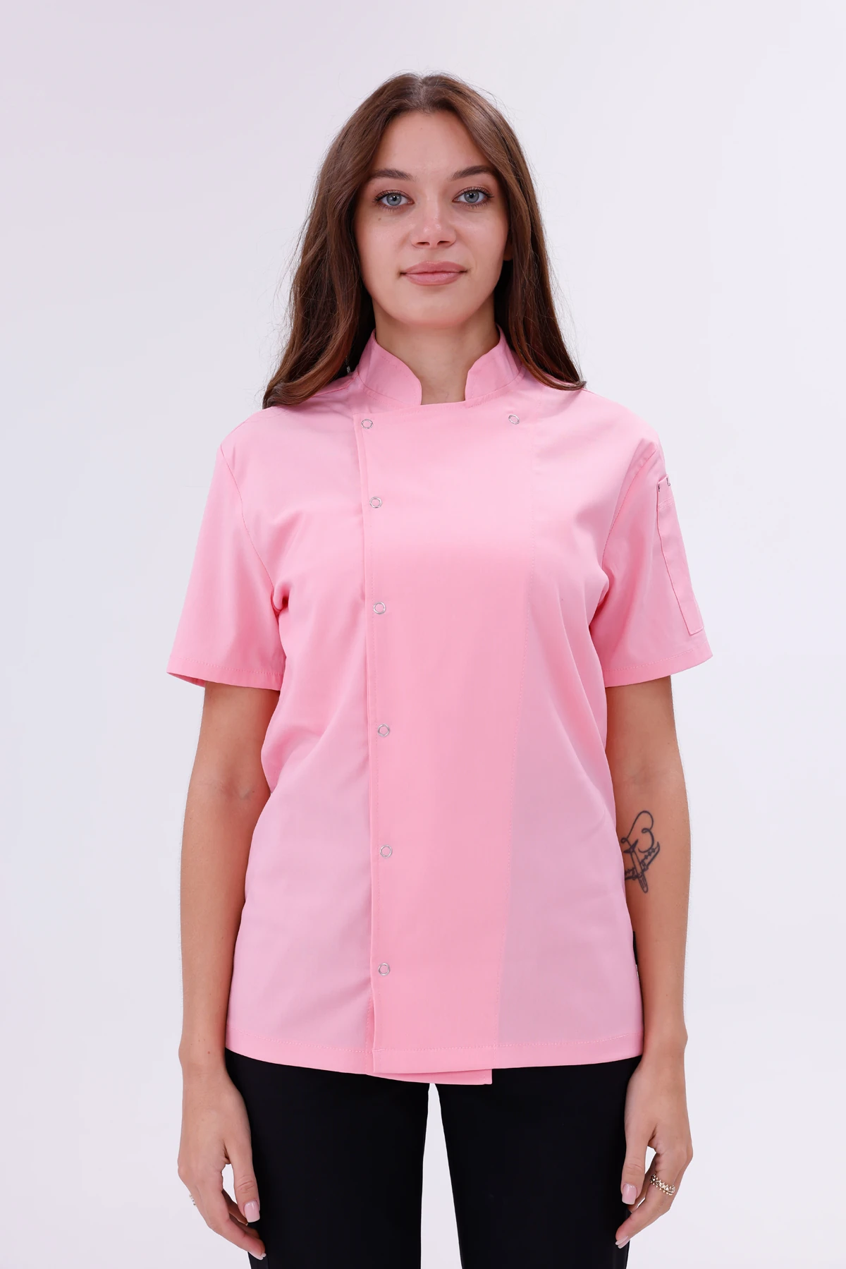 Kadın Apollon Pembe (Şef-Ceketi & Kısa-Kol) Likralı