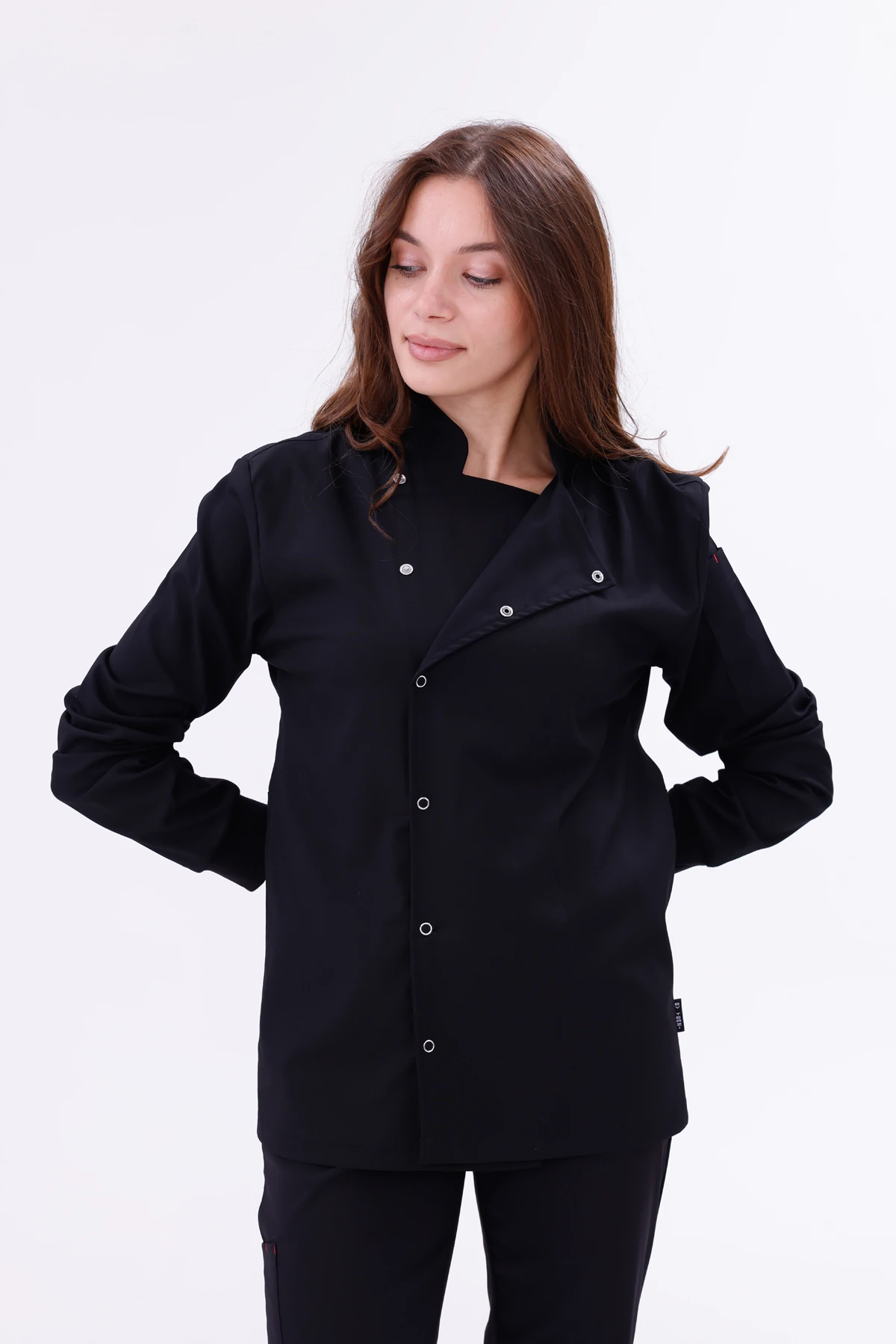 Kadın Apollon Siyah (Şef-Ceketi & Uzun-Kol) Likralı