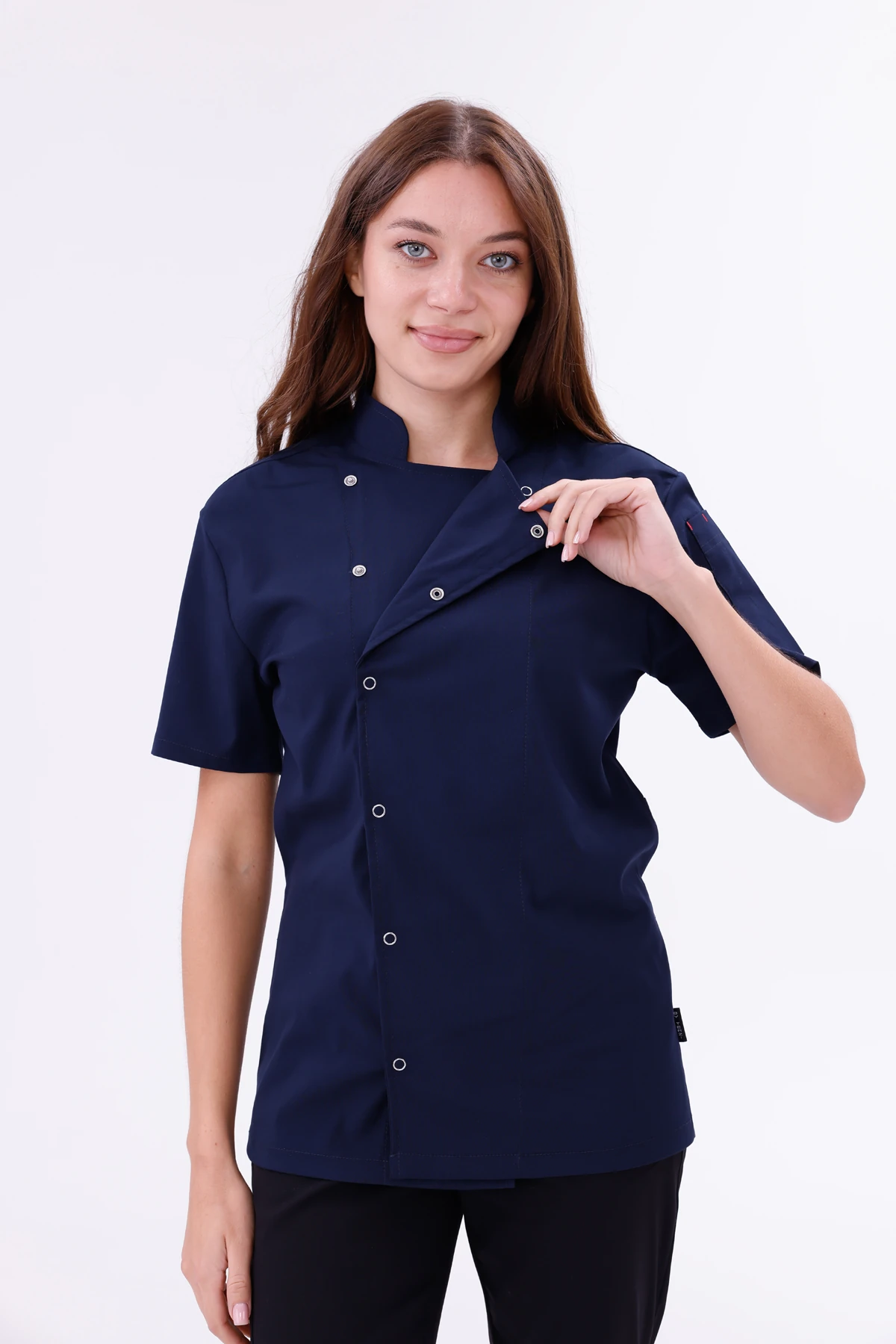 Kadın Apollon Lacivert (Şef-Ceketi & Kısa-Kol) Likralı