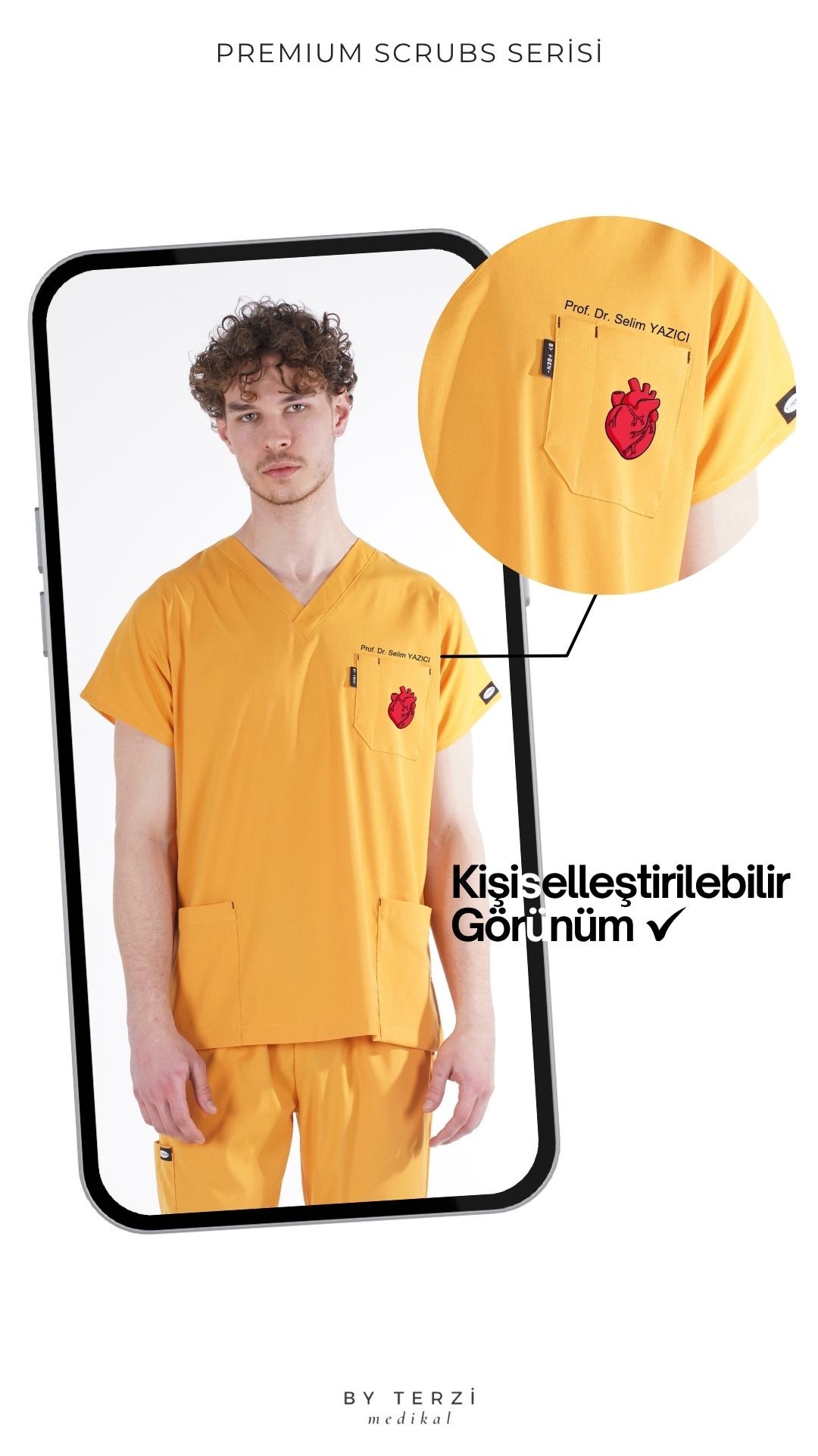 Erkek Y-PREMIUM Beyaz (Takım) Likralı Scrubs