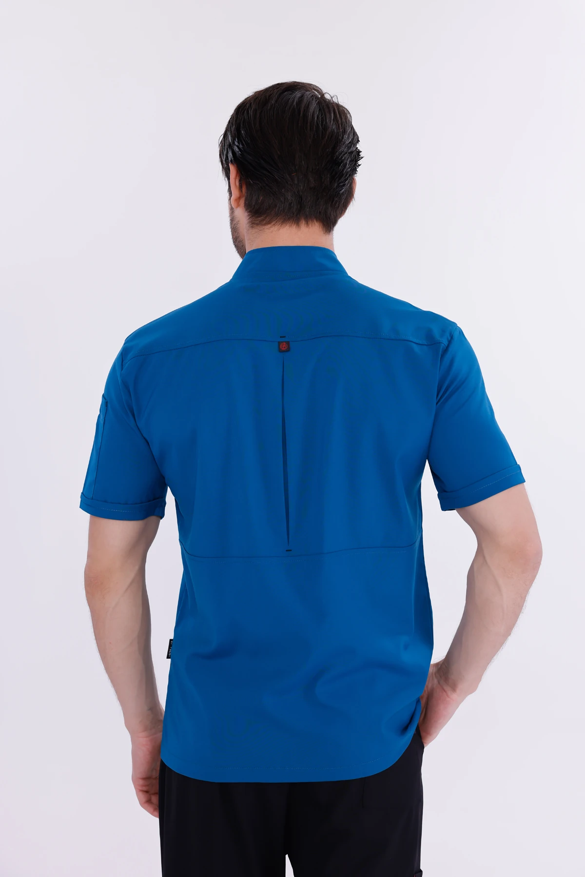 Erkek Apollon Petrol Mavi (Şef-Ceketi & Kısa-Kol) Likralı