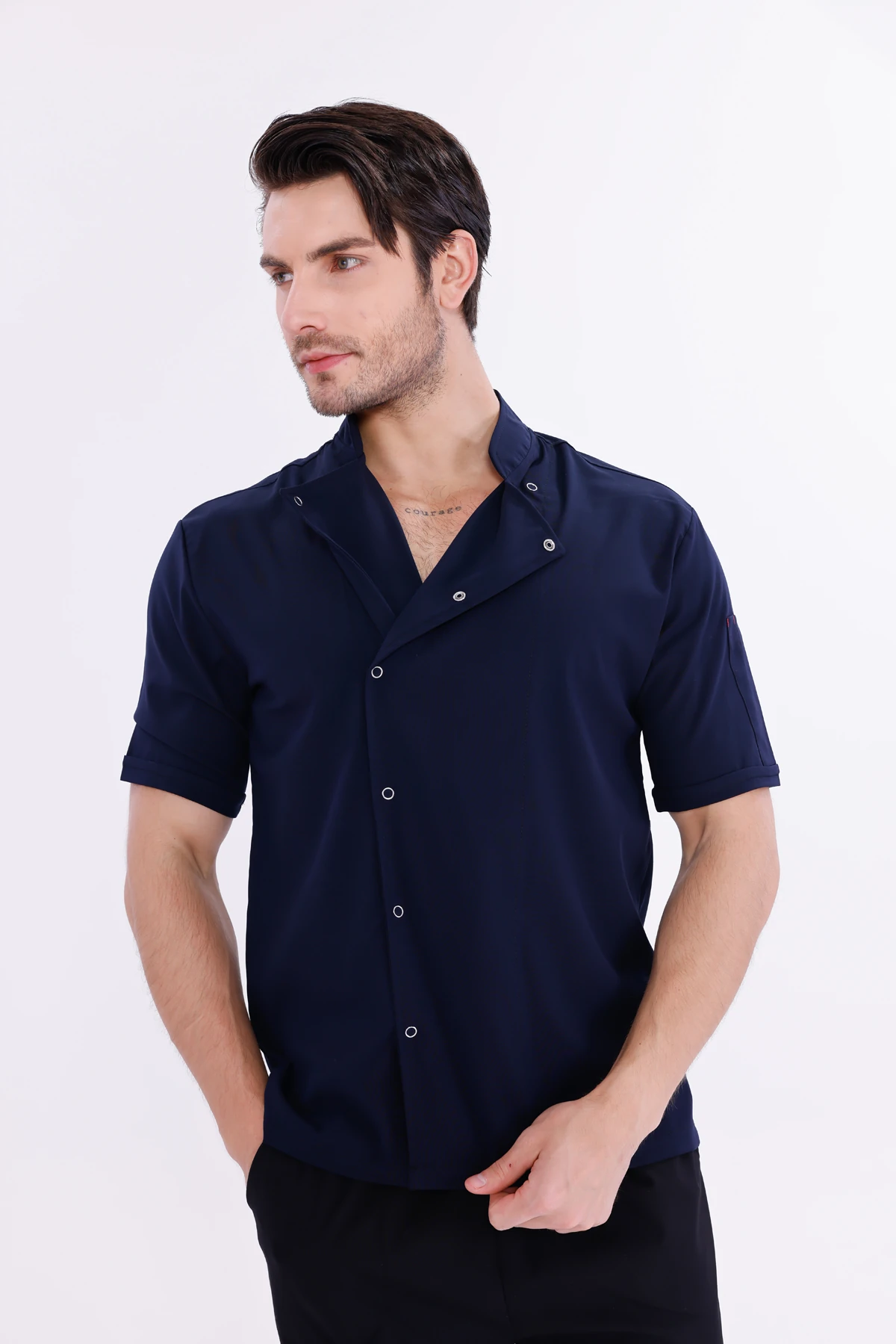 Erkek Apollon Lacivert (Şef-Ceketi & Kısa-Kol) Likralı