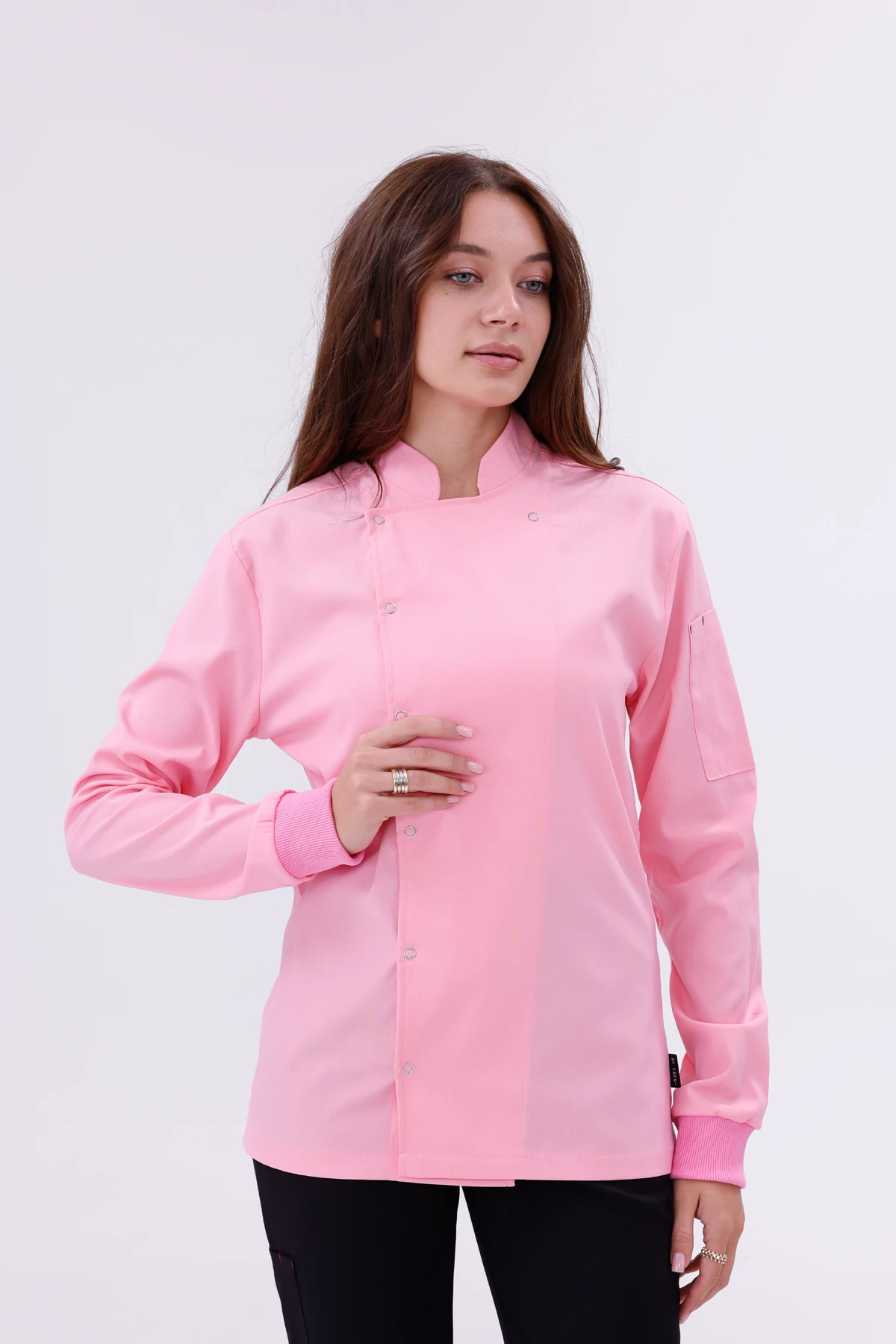 Kadın Apollon Pembe (Şef-Ceketi & Uzun-Kol) Likralı