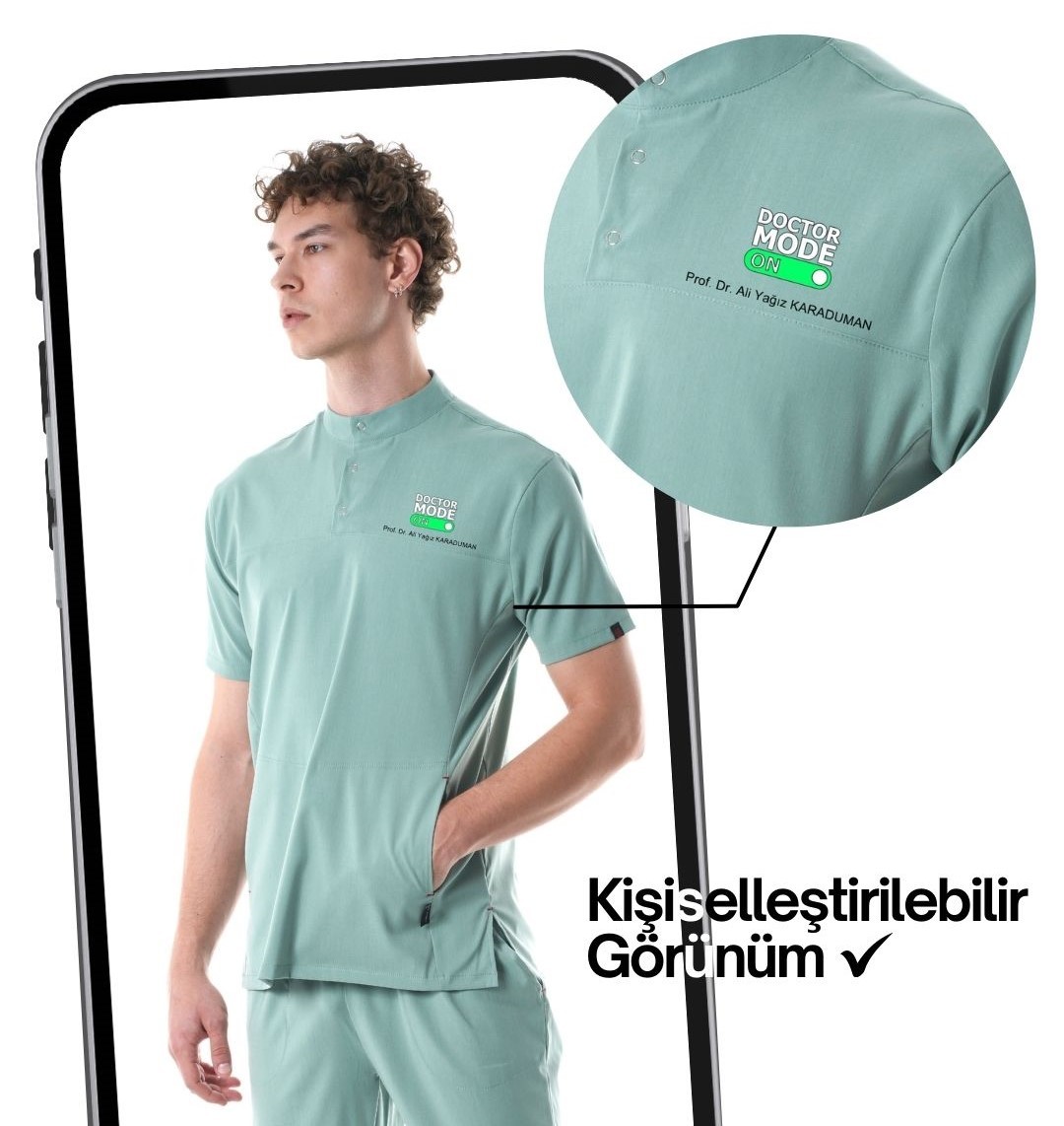 Erkek SPIL Siyah (Takım) Likralı Scrubs