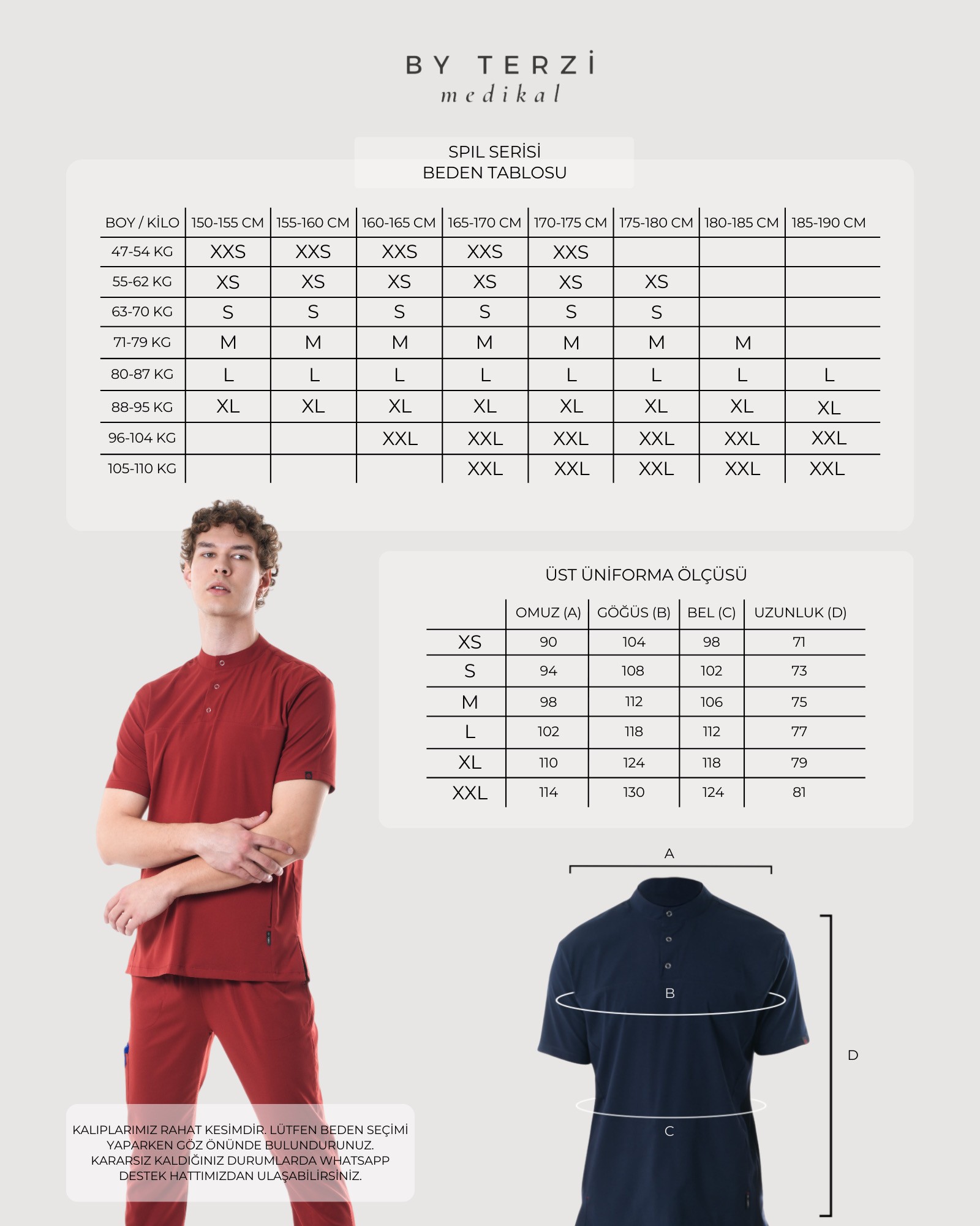 Erkek SPIL Haki (Tek-Üst) Likralı Scrubs