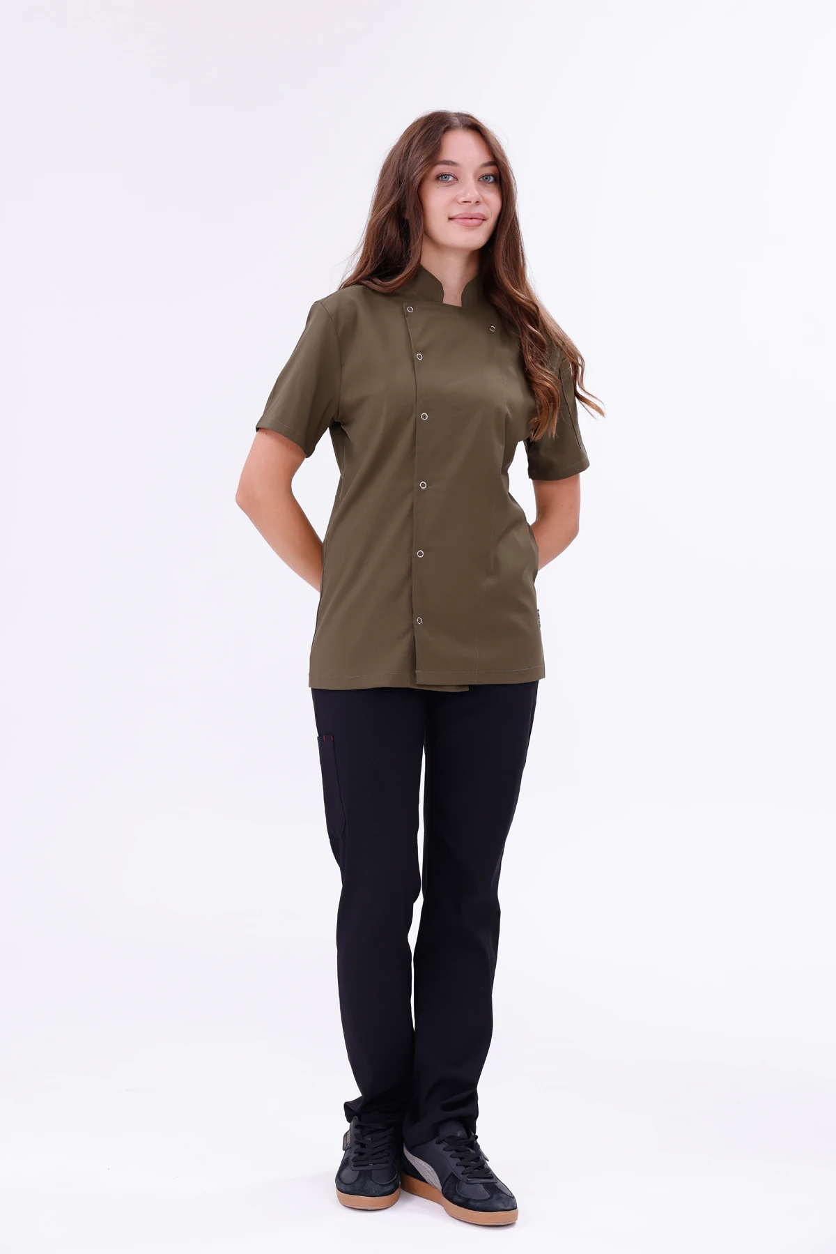 Kadın Apollon Haki (Şef-Ceketi & Kısa-Kol) Likralı