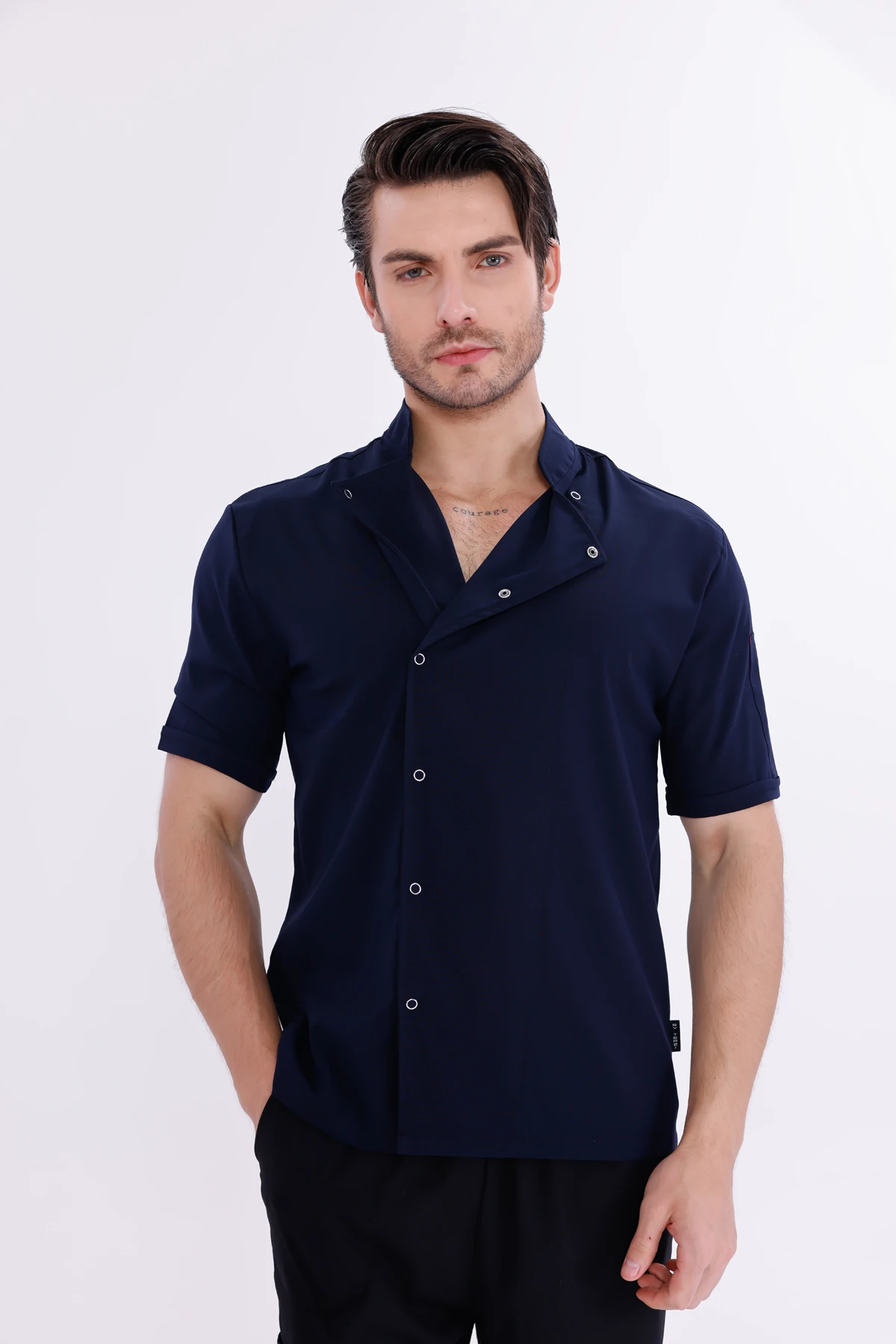 Erkek Apollon Lacivert (Şef-Ceketi & Kısa-Kol) Likralı