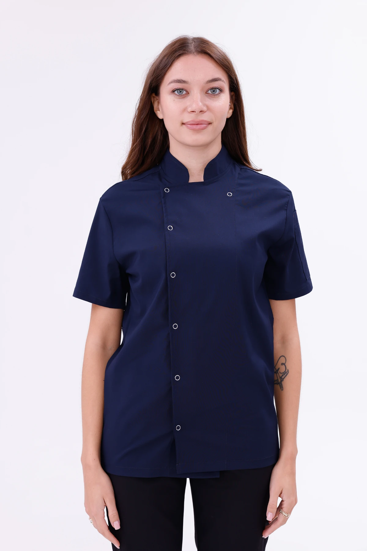 Kadın Apollon Lacivert (Şef-Ceketi & Kısa-Kol) Likralı