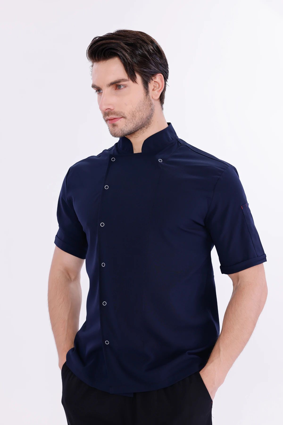 Erkek Apollon Lacivert (Şef-Ceketi & Kısa-Kol) Likralı