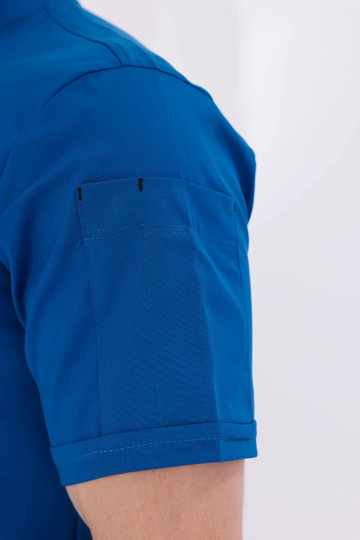 Erkek Apollon Petrol Mavi (Şef-Ceketi & Kısa-Kol) Likralı