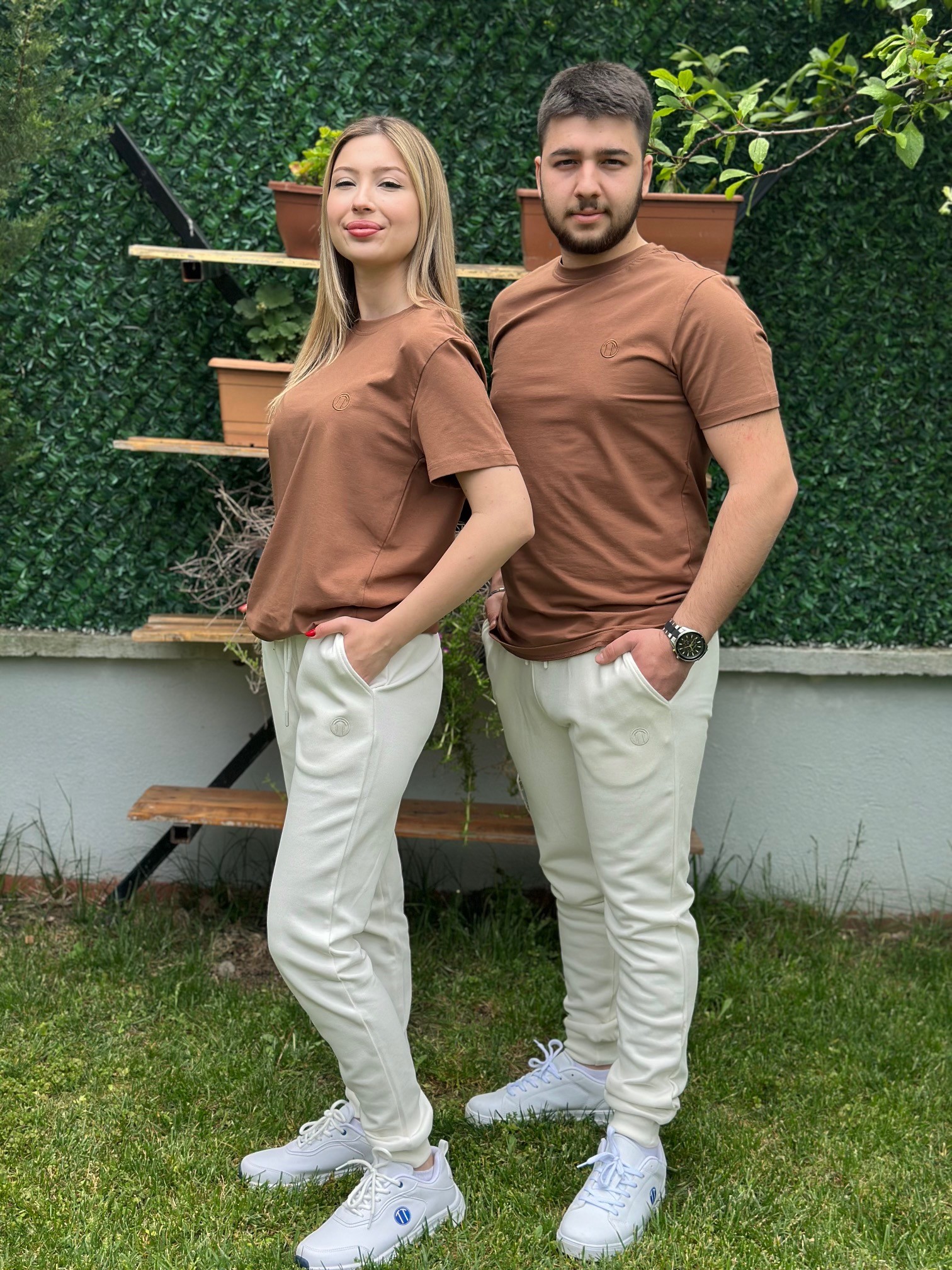 Pike Kumaş Beli Bağlamalı Cepli Ribana Paça BEYAZ Unisex Alt Eşofman