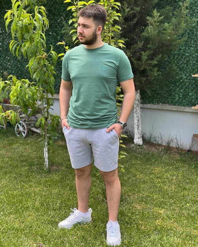 Regular Fit Bisiklet Yaka %100 Pamuk Kısa Kol Unisex Basic YEŞİL Tişört