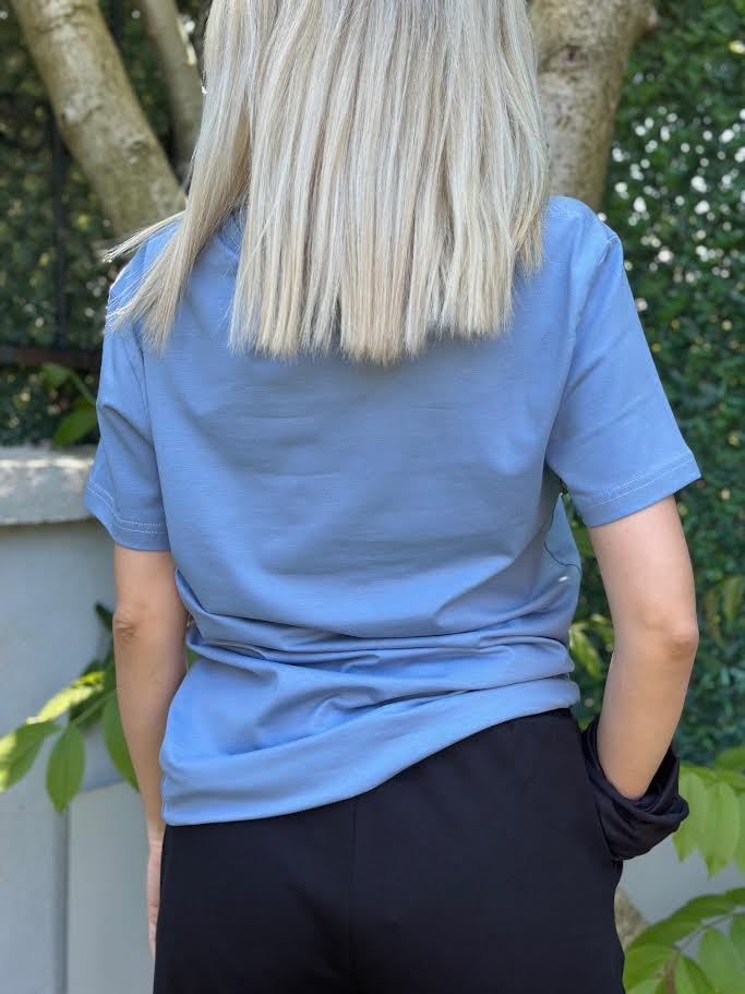 Regular Fit Bisiklet Yaka %100 Pamuk Kısa Kol Unisex Basic MAVİ Tişört