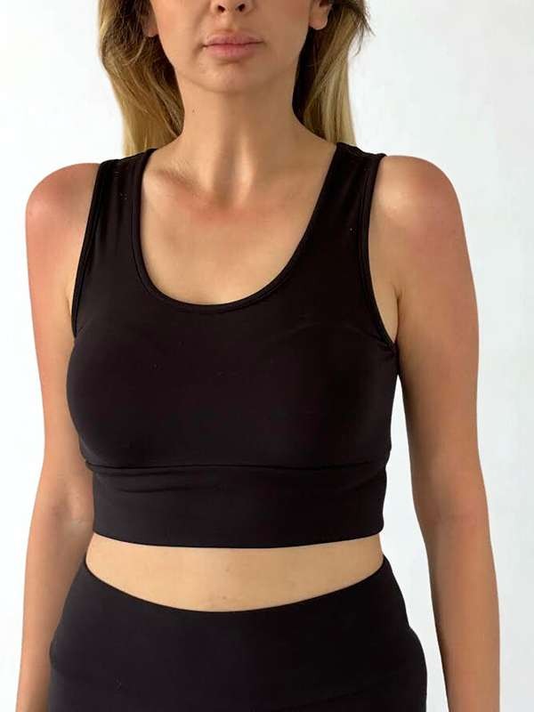  Likralı/ Pamuklu Esnek SİYAH Crop