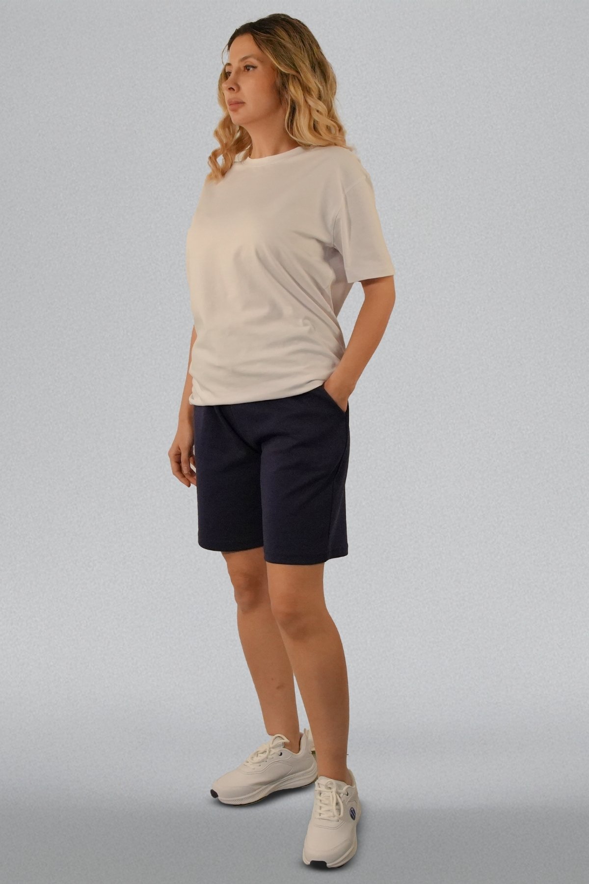 Çift Katmanlı (Double Face) Premium Kalite LACİVERT Renk Unisex Örme Şort