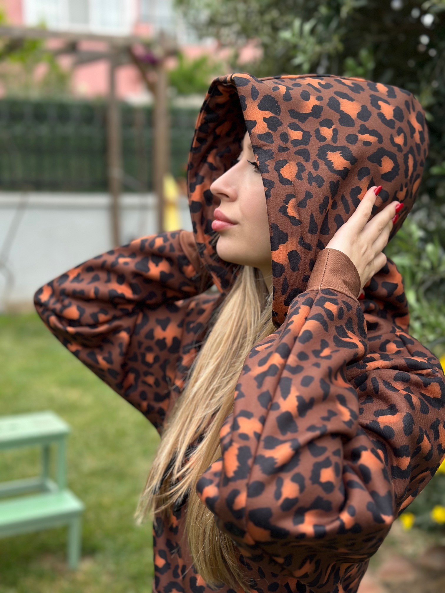 3D Baskılı Özel Tasarım Premium Kalite LEOPAR Desen HOODIE