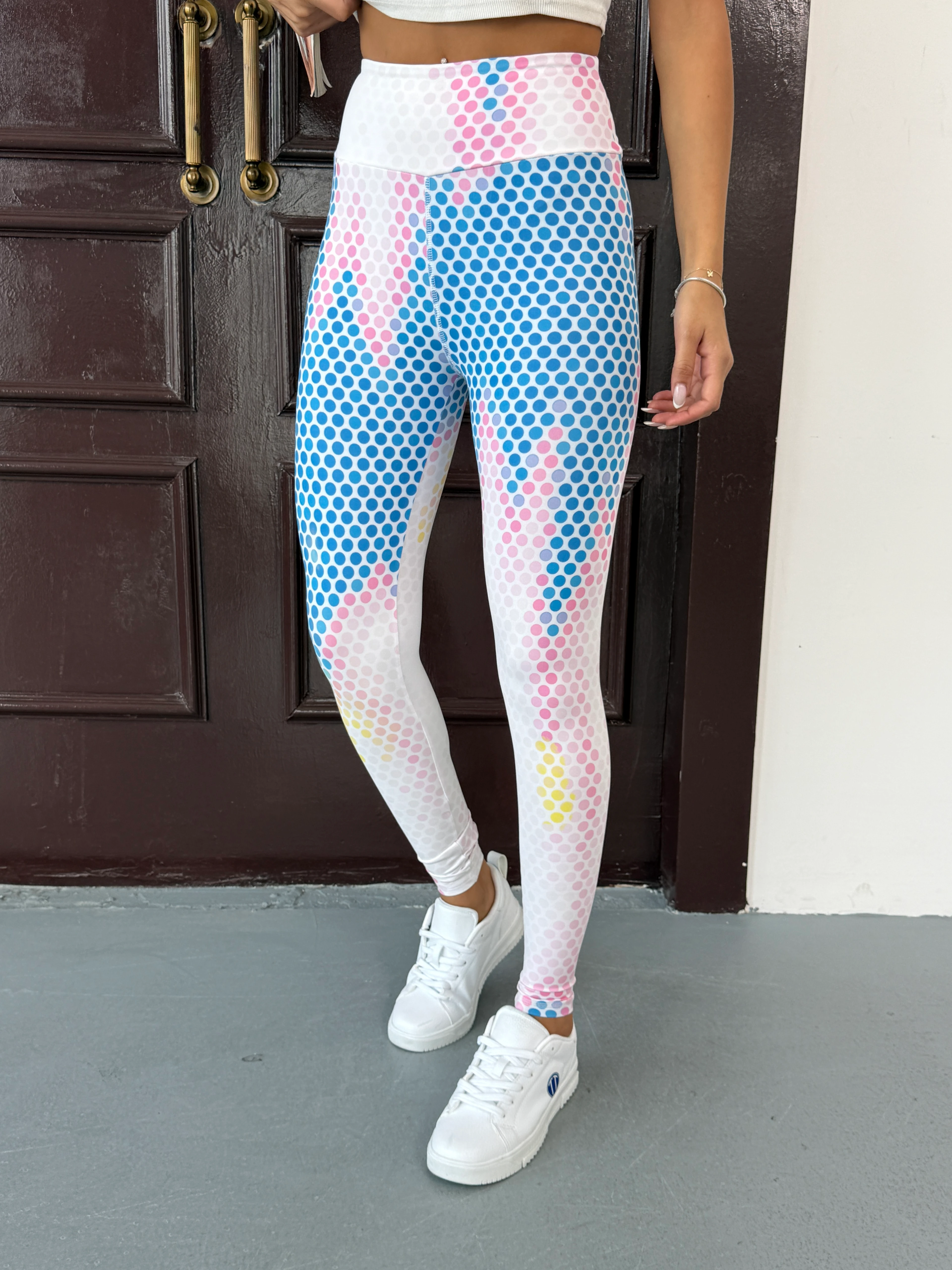 3D Baskılı Likralı/ Pamuklu Özel Tasarım Premium Kalite PUANTİYE Desenli Tayt