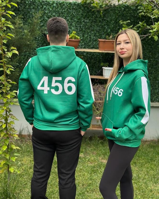 3D Baskılı Özel Tasarım Squit Game YEŞİL Unisex HOODIE