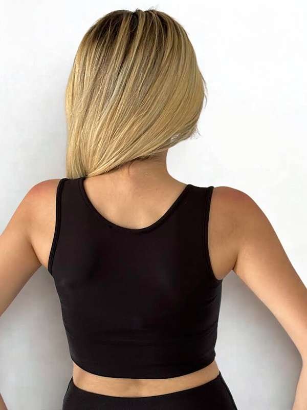  Likralı/ Pamuklu Esnek SİYAH Crop