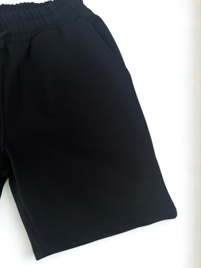 Unisex Beli Bağlamalı Pamuklu Cepli SİYAH Şort