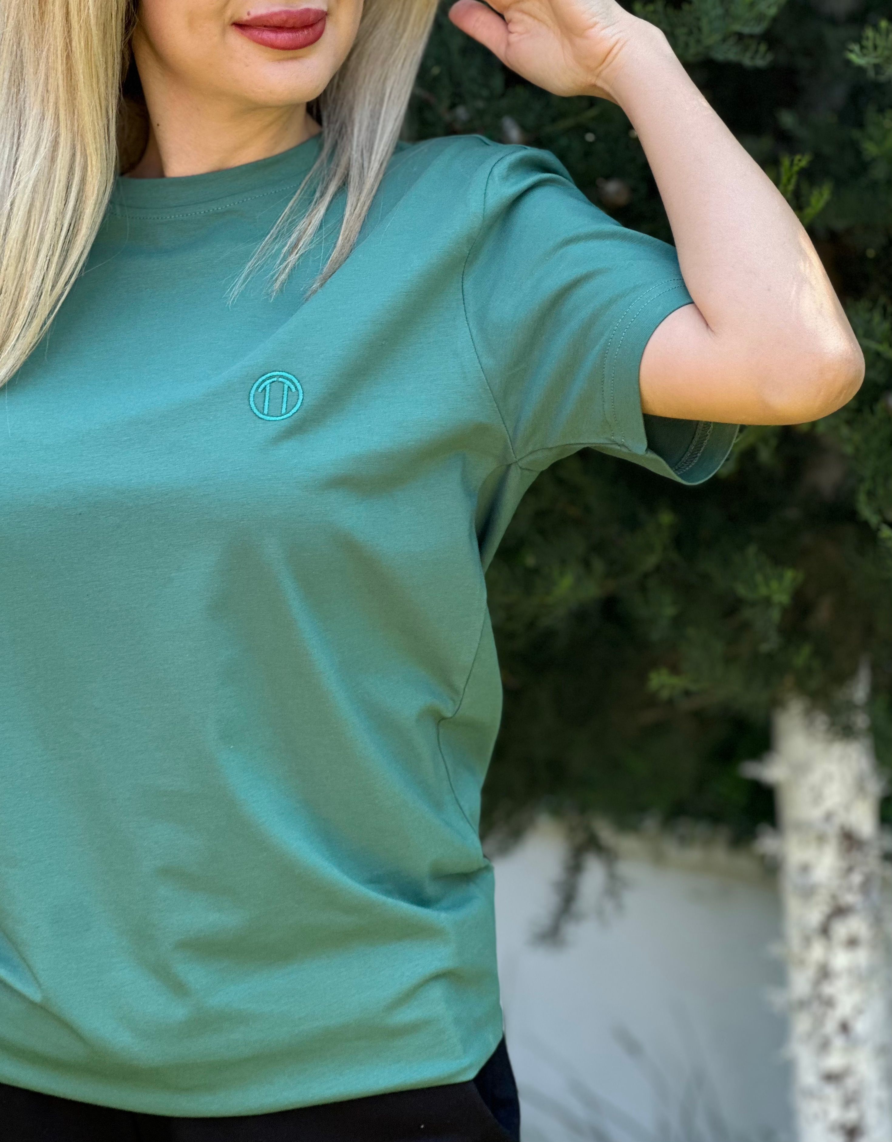 Regular Fit Bisiklet Yaka %100 Pamuk Kısa Kol Unisex Basic YEŞİL Tişört