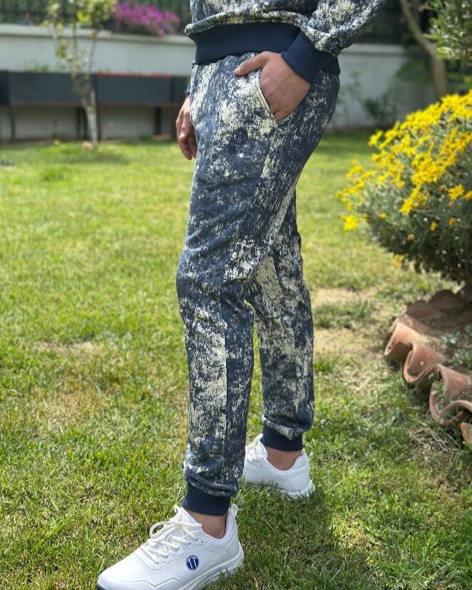 Batik Desen Baskılı Ribana Paça LACİVERT Sweatshirt&Alt Takım