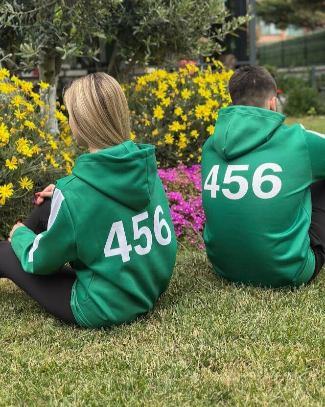3D Baskılı Özel Tasarım Squit Game YEŞİL Unisex HOODIE