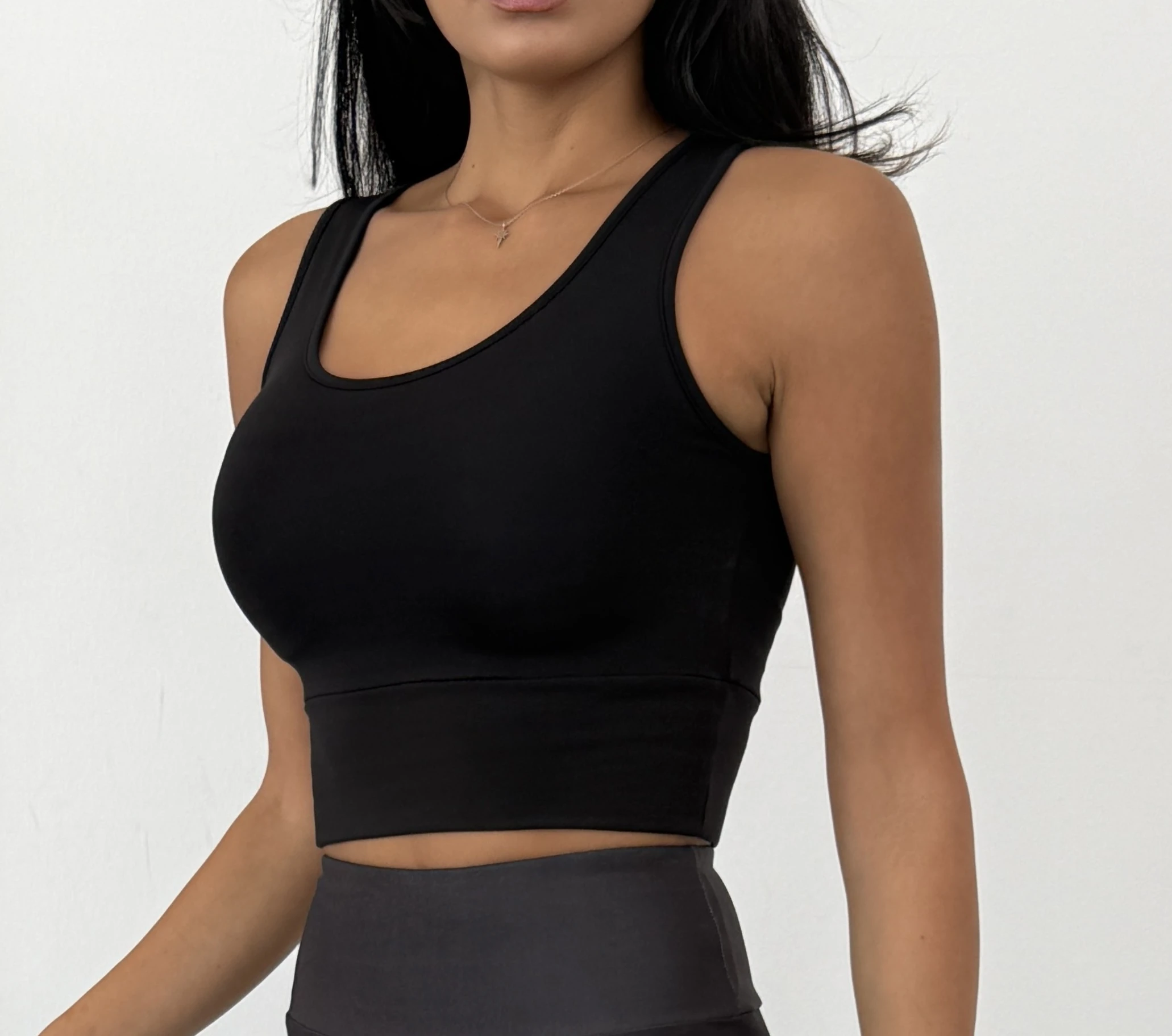  Likralı/ Pamuklu Esnek SİYAH Crop