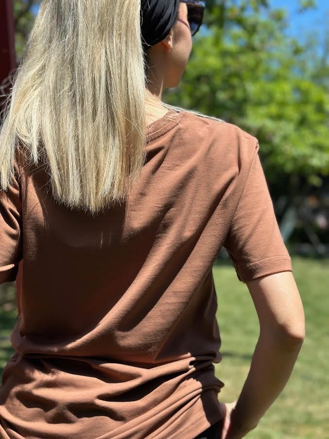  Regular Fit Bisiklet Yaka %100 Pamuk Kısa Kol Unisex Basic KAHVE Tişört
