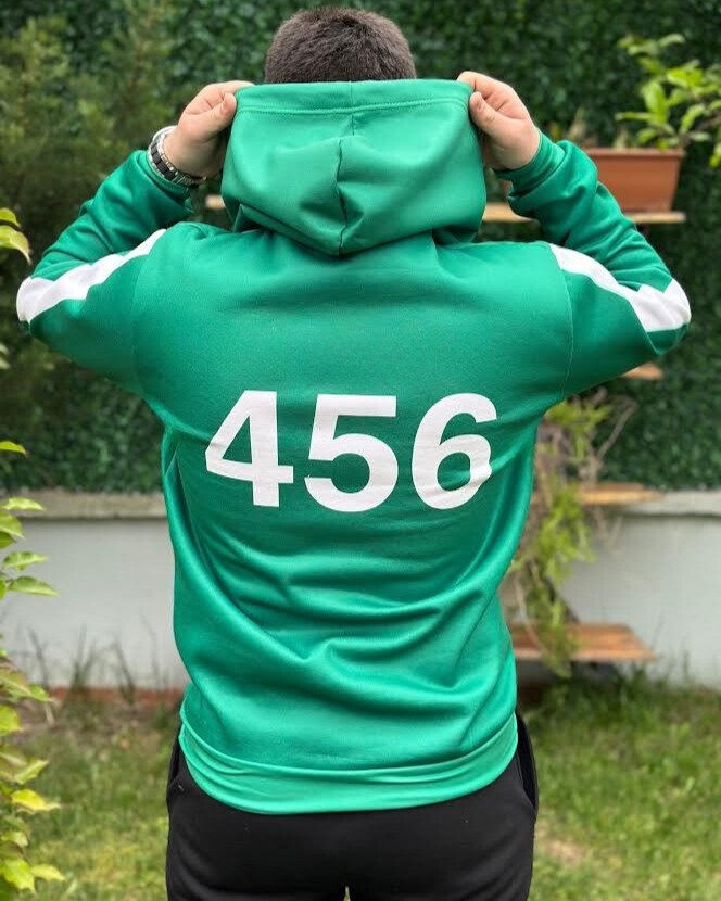 3D Baskılı Özel Tasarım Squit Game YEŞİL Unisex HOODIE