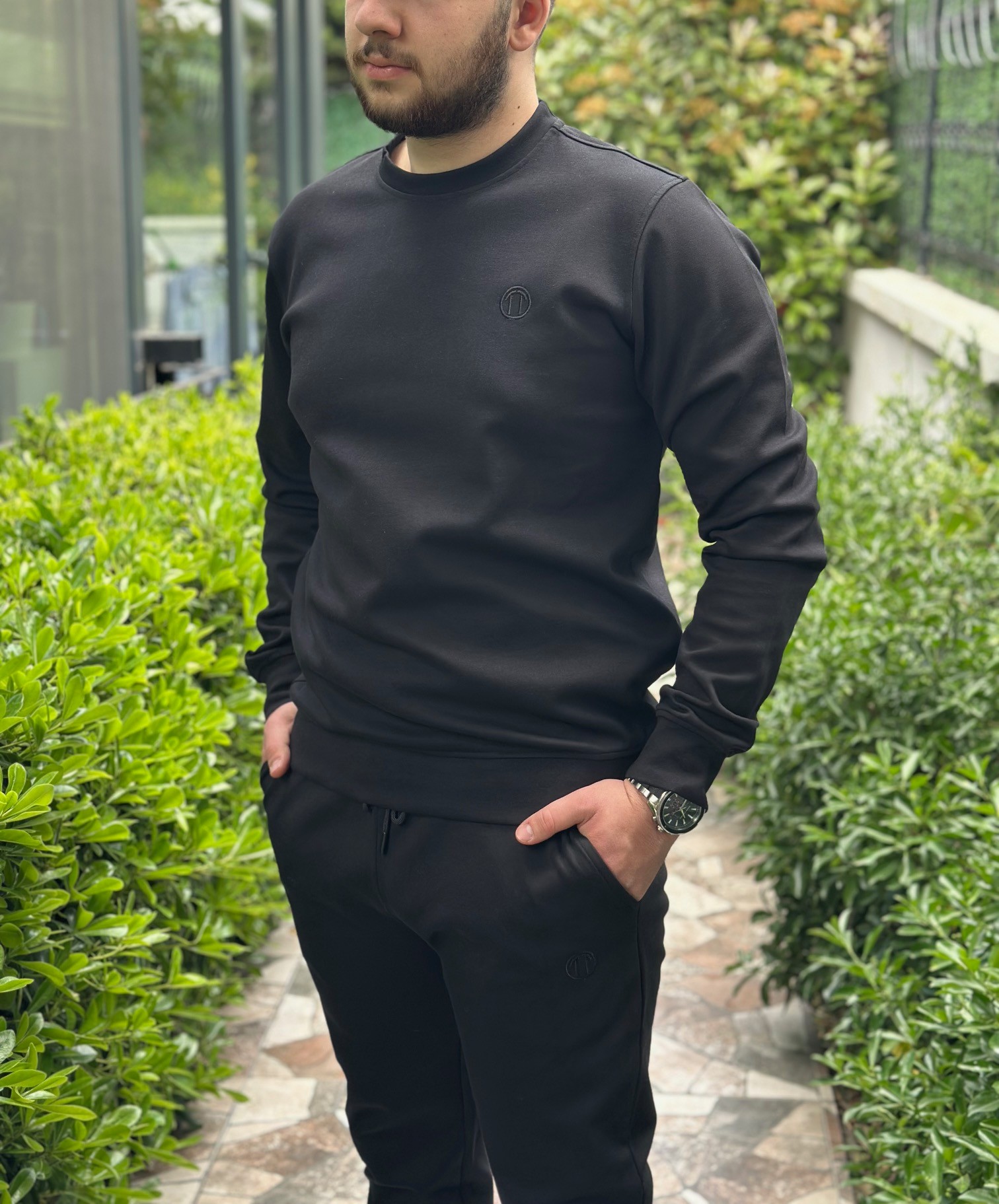 Unisex  Double Face SİYAH Eşofman Takımı – %100 Pamuk