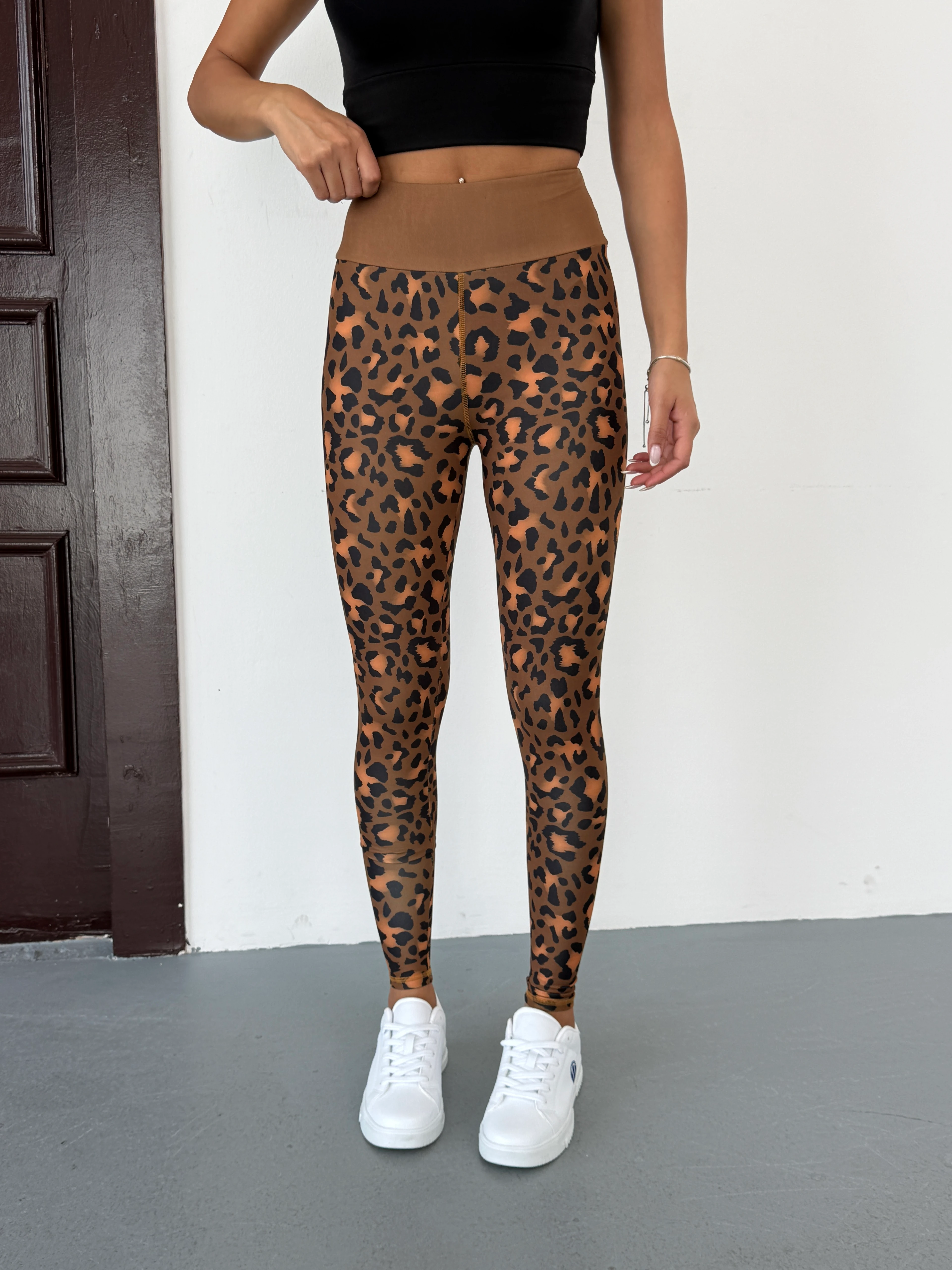 3D Baskılı Likralı /Pamuklu Özel Tasarım LEOPAR Desenli Tayt